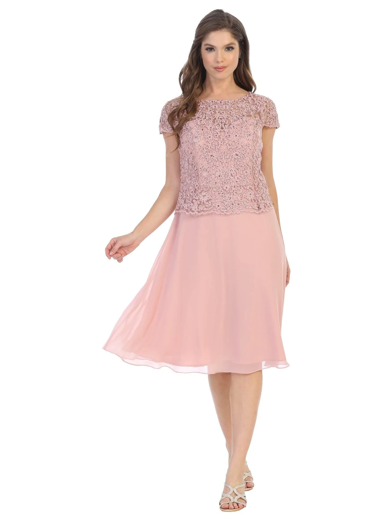 Short Sleeve Mother of the Bride Cocktail Dress