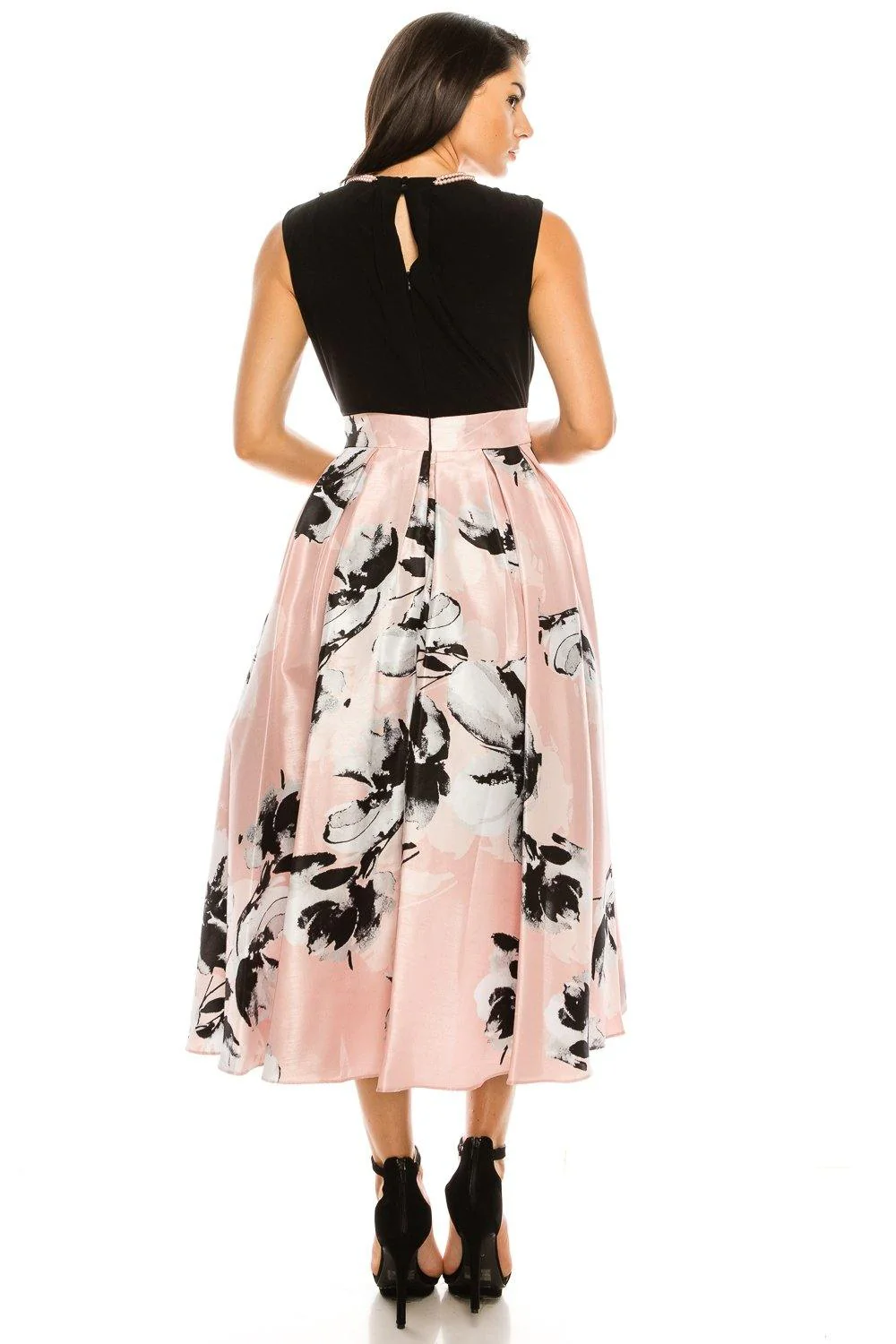 SL Fashions 9184123 High Low Floral Print Evening Party Dress