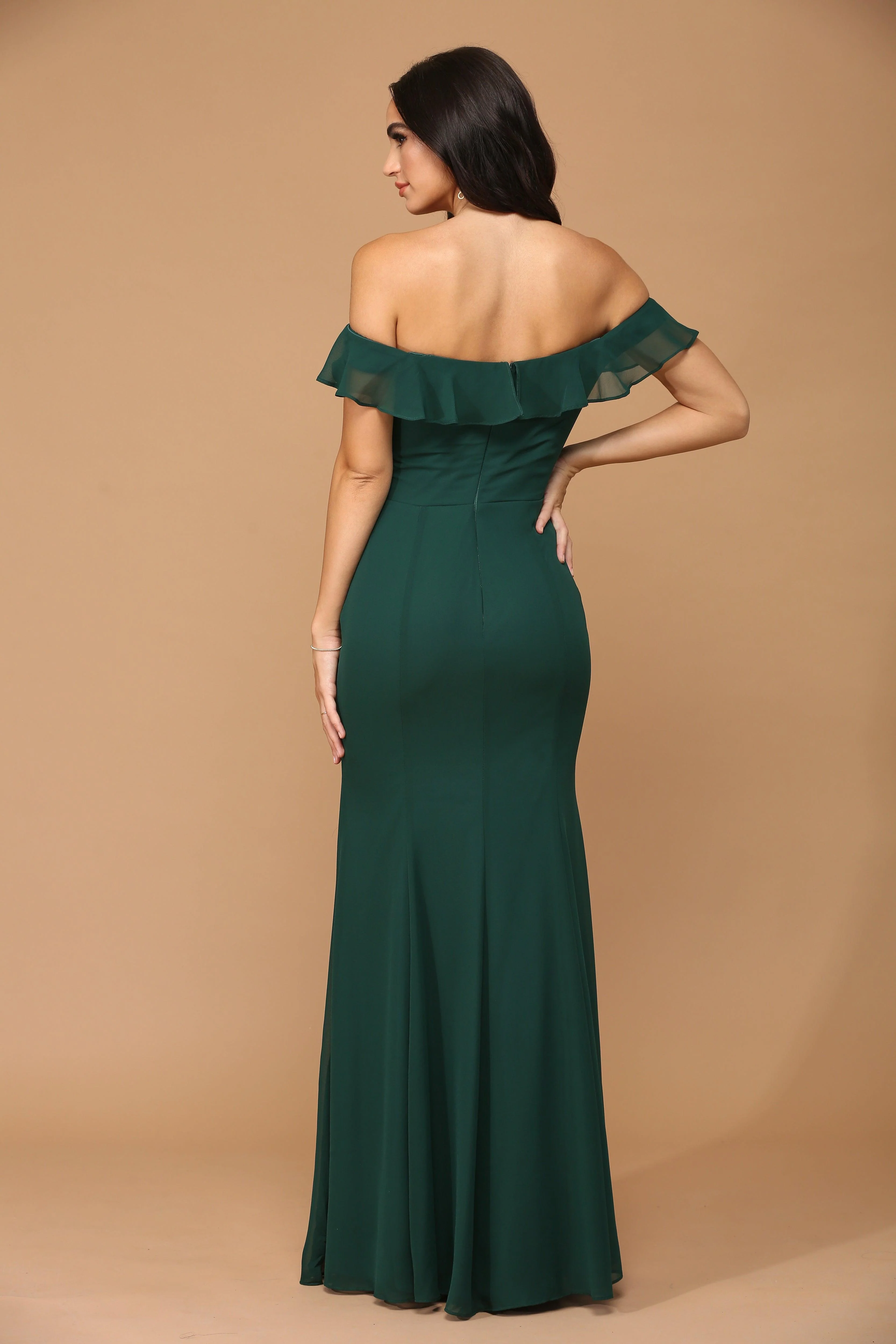 Long Off Shoulder Formal Bridesmaids Chiffon Dress