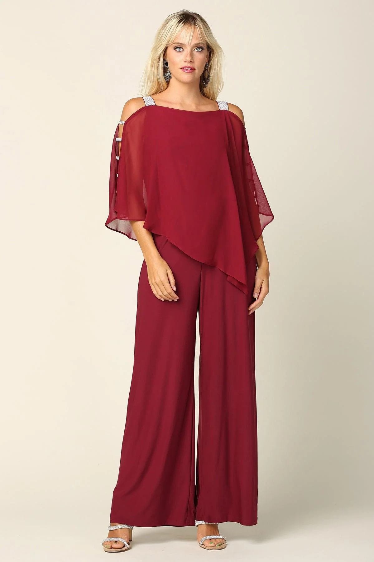 Formal Chiffon Cape Overlay Jumpsuit Sale