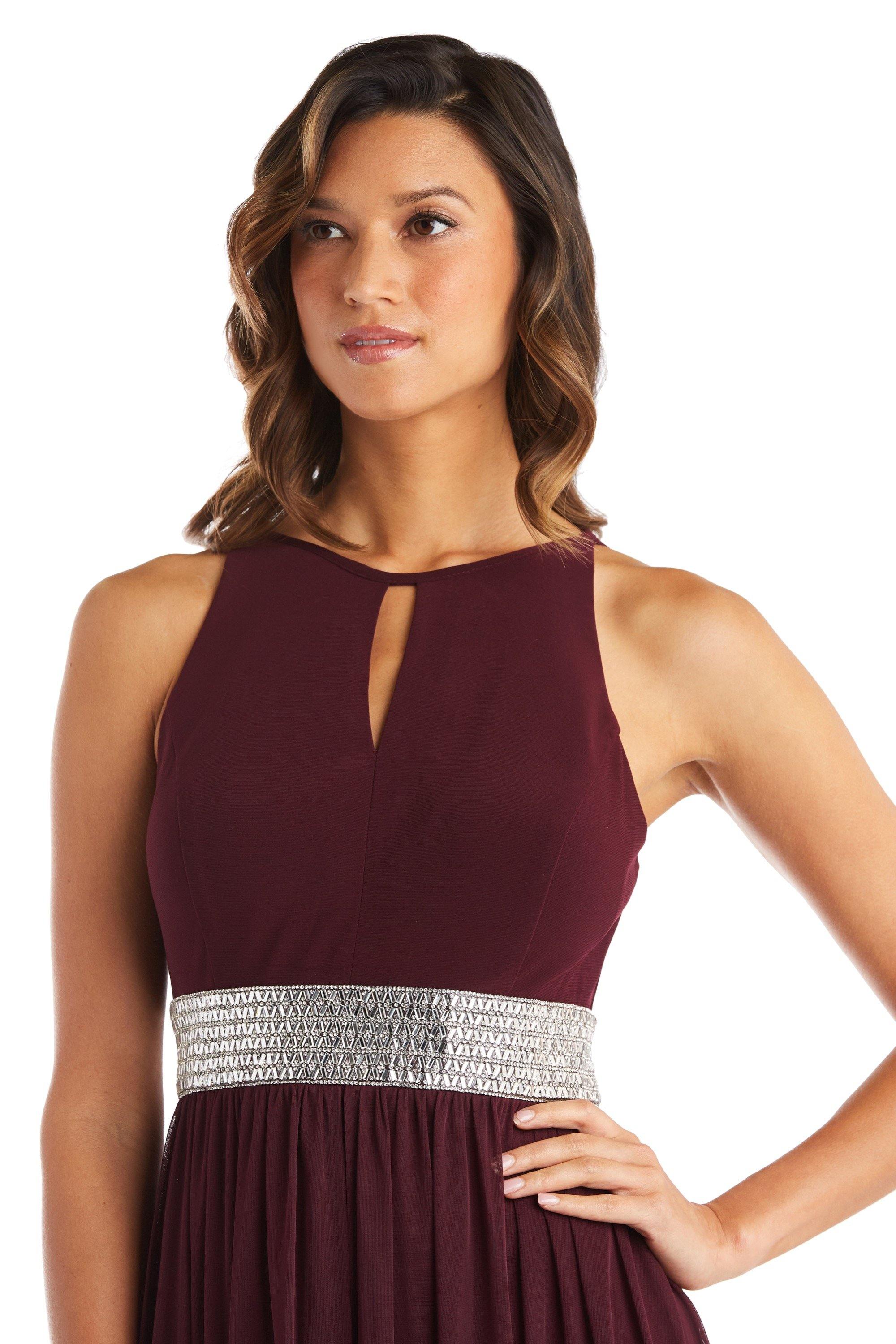 R&M Richards 5405P Long Formal Petite Halter Dress
