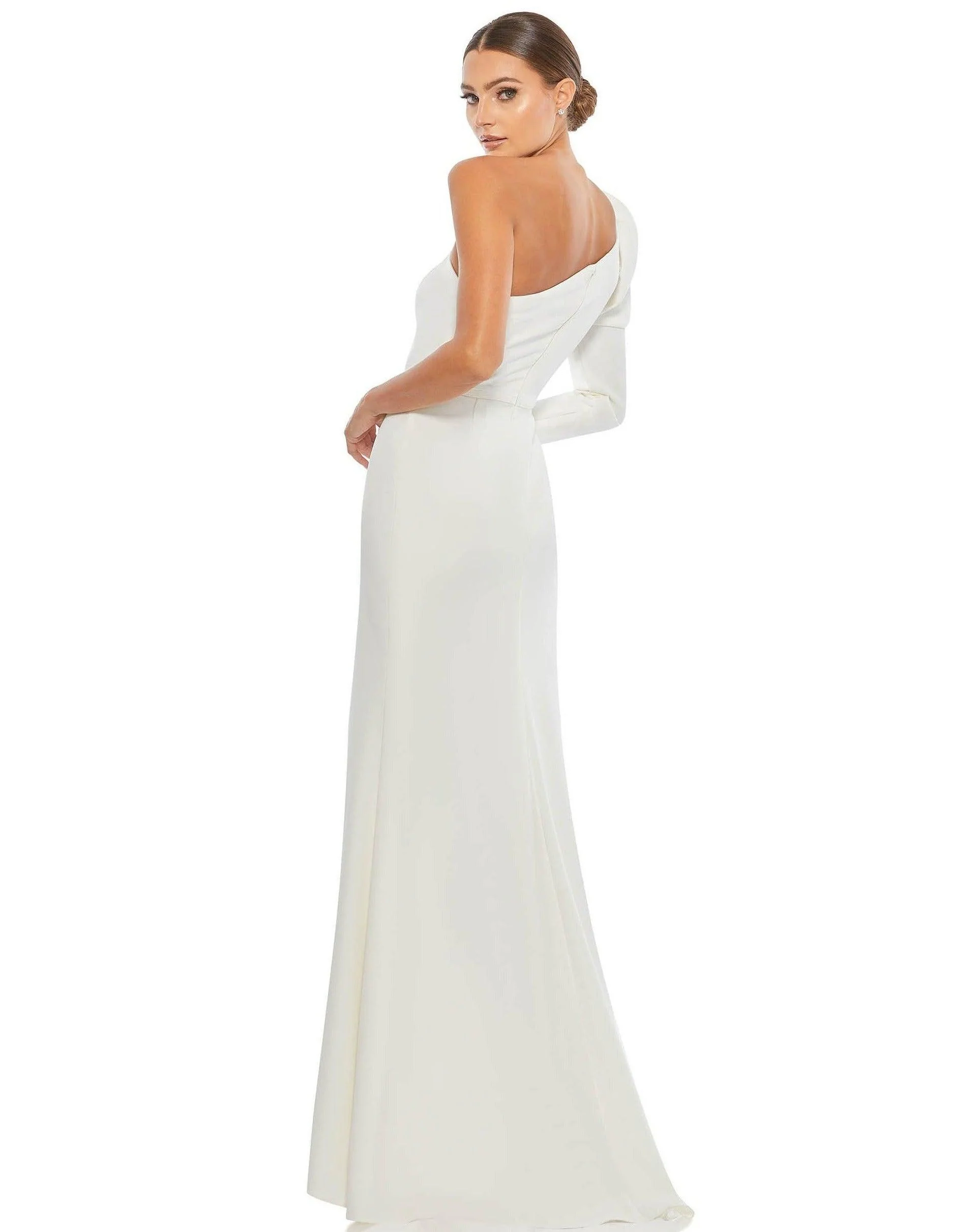 Mac Duggal 26592 Prom One Shoulder Puff Sleeve Gown