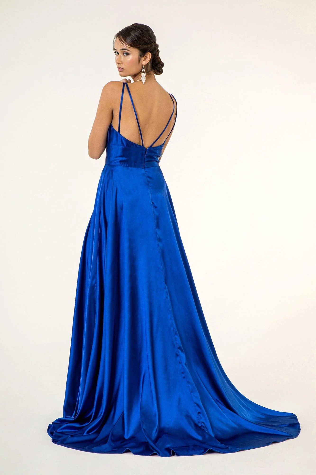 Long Formal Sleeveless Satin Prom Dress
