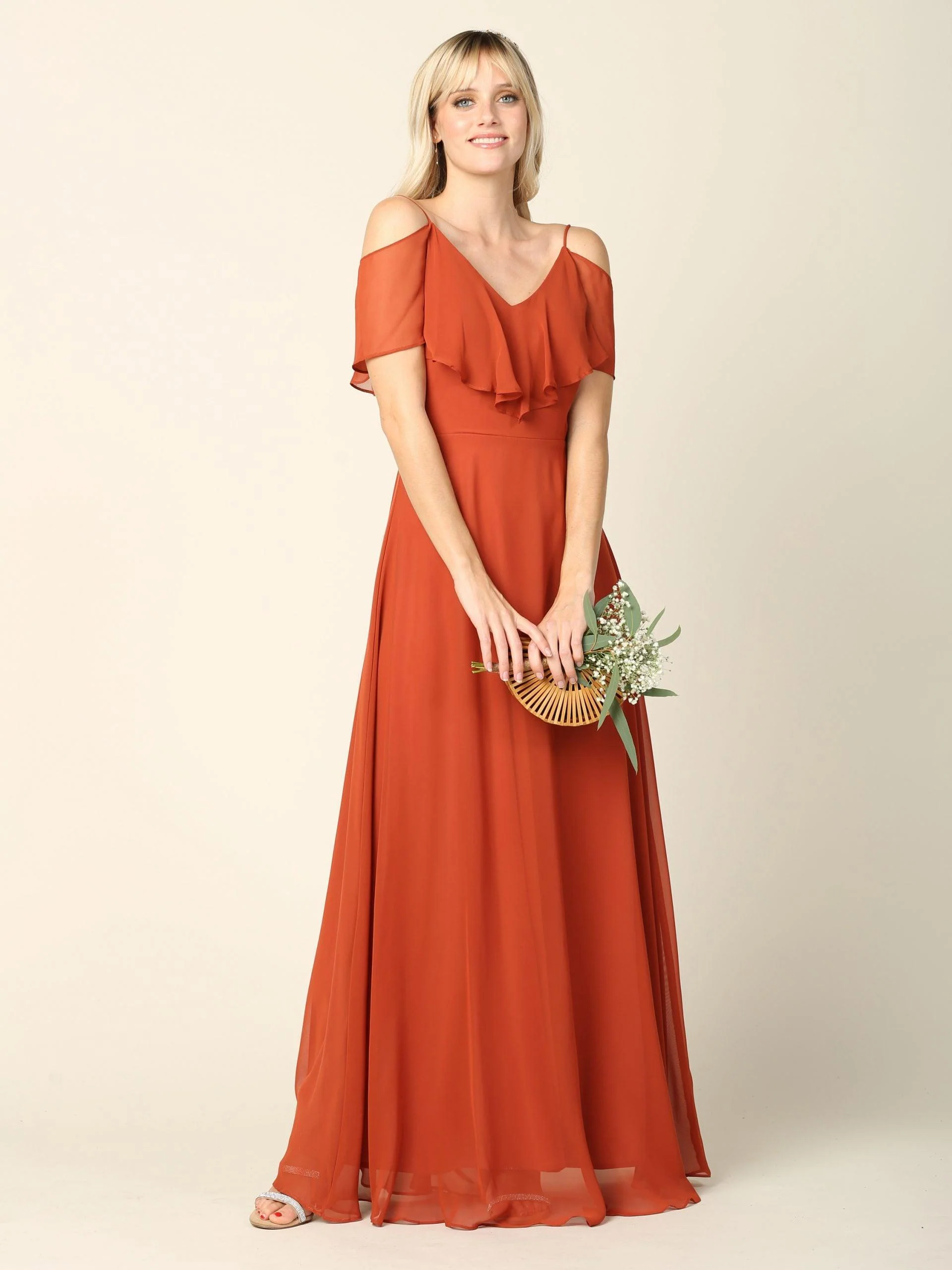 Long Off Shoulder Formal Bridesmaids Chiffon Dress Sale