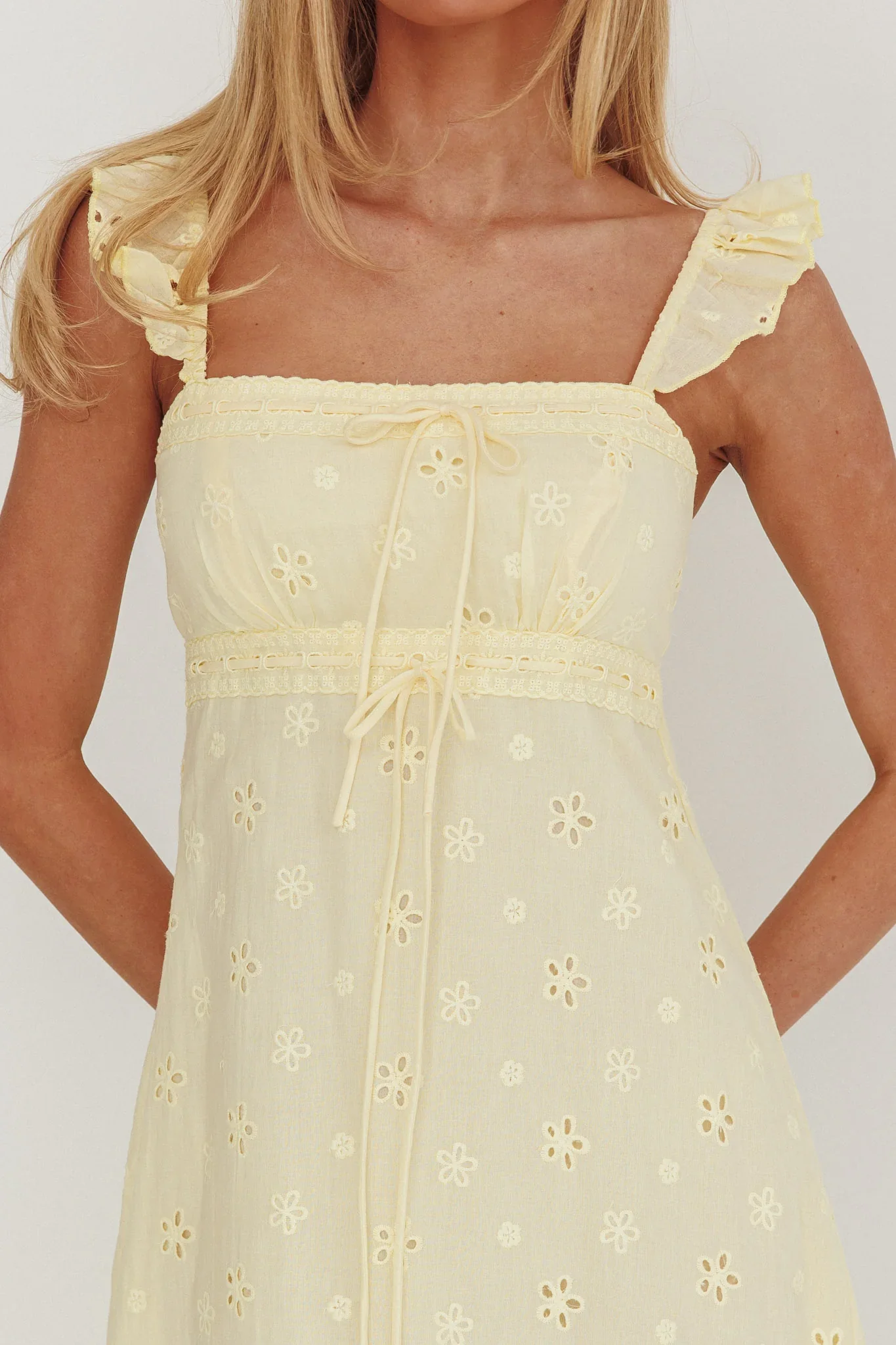 Zimmer Eyelet Frill Strap Maxi Dress Butter