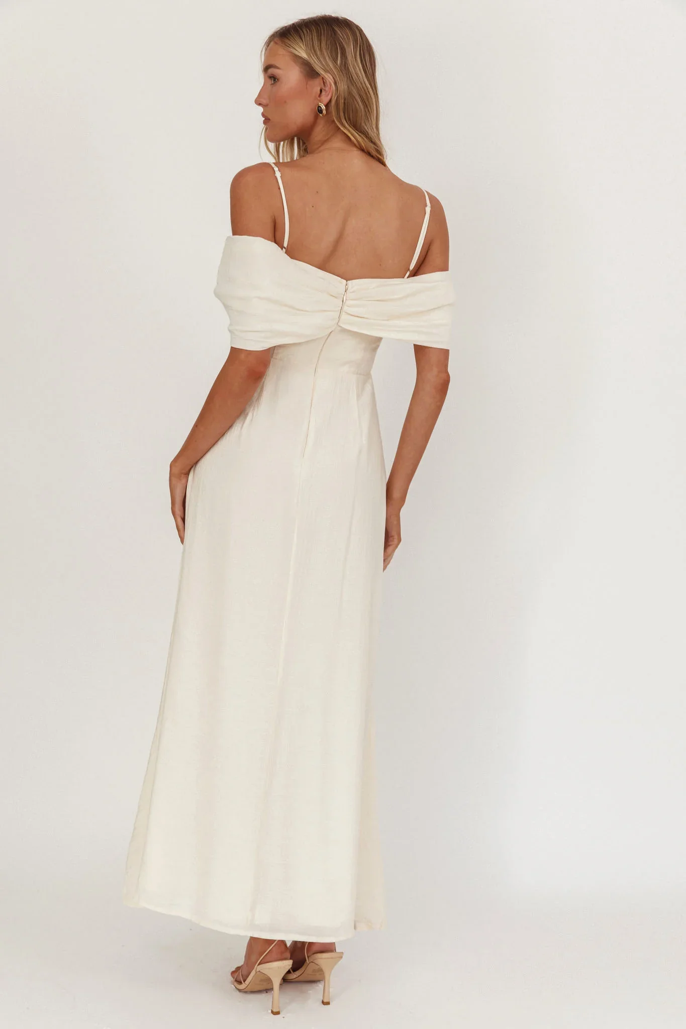 Lillibet Bow Tied Bust Midi Dress Cream