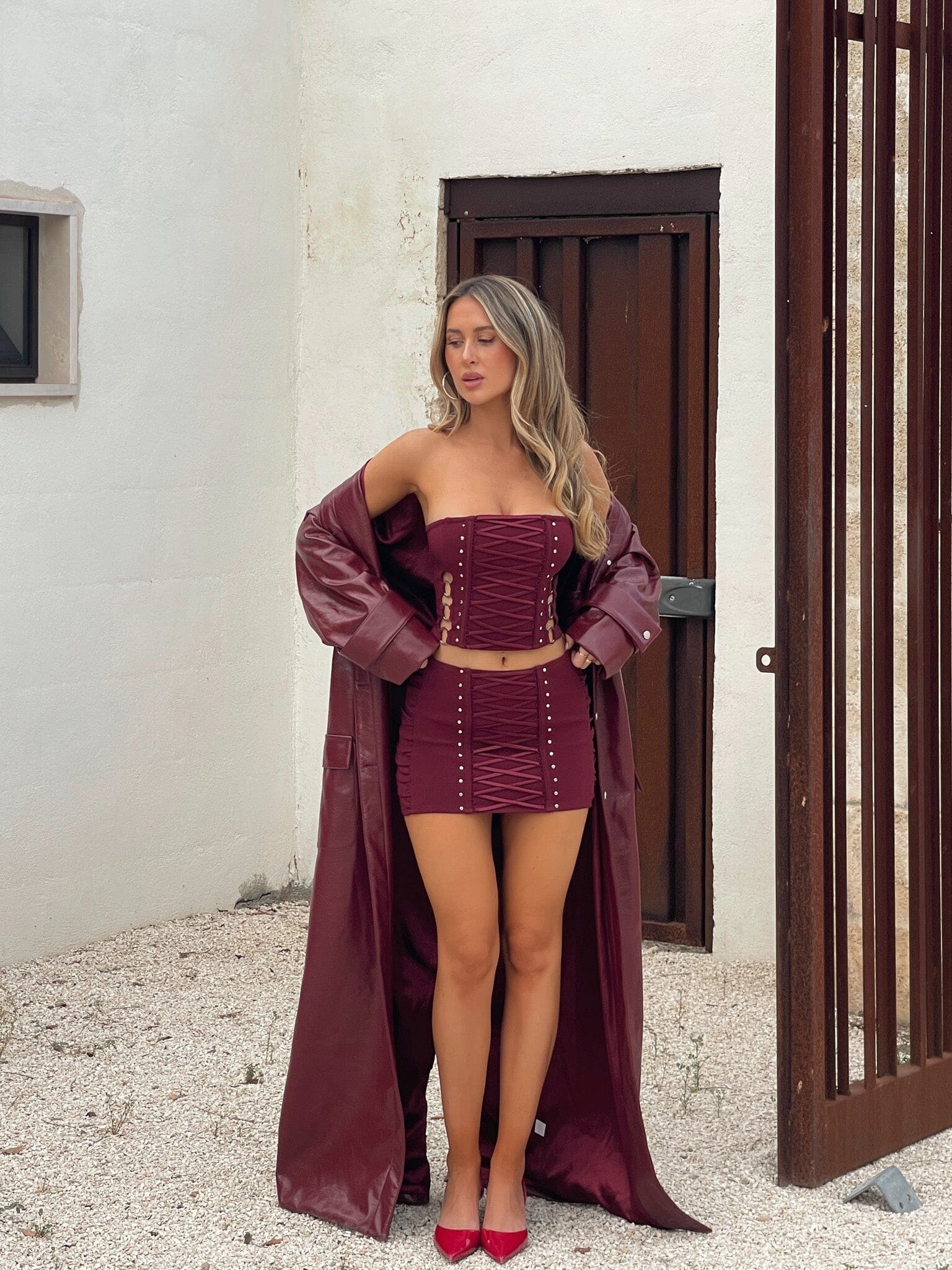 MARTINE MINI SKIRT BURGUNDY