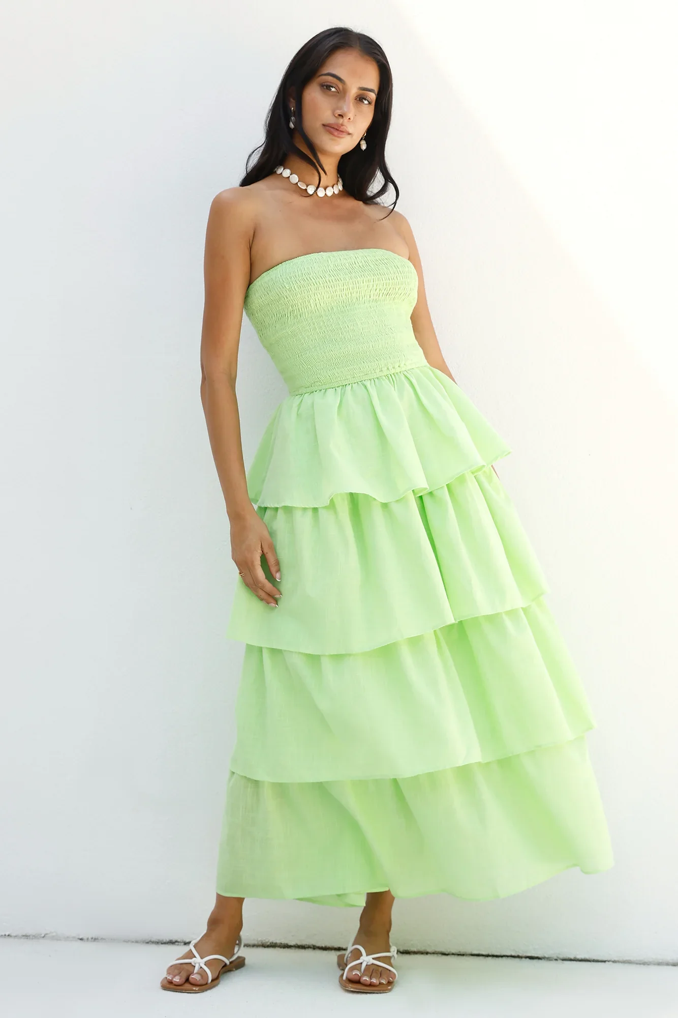 Glass Slipper Strapless Maxi Dress Green