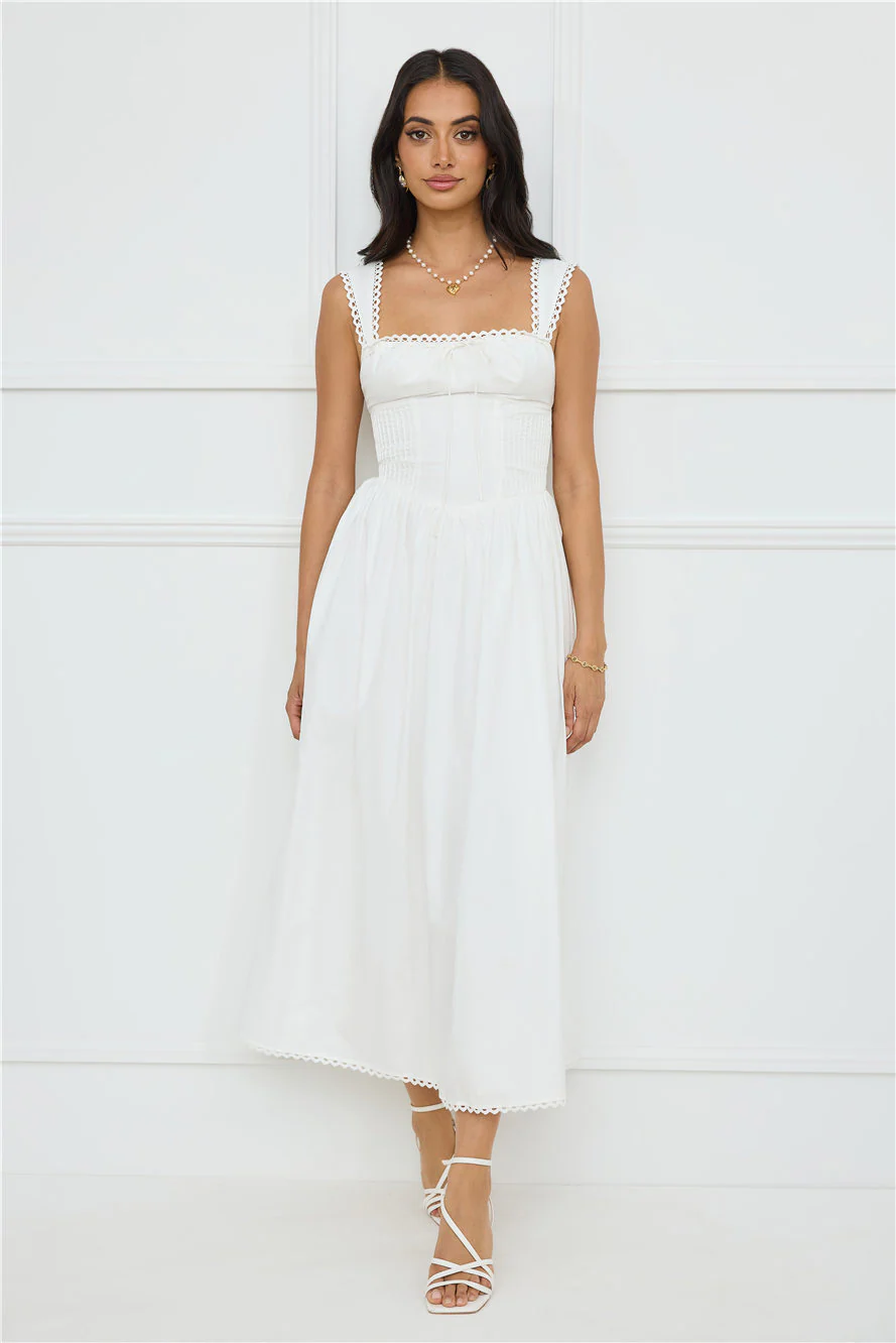Luxe Serene Midi Dress White