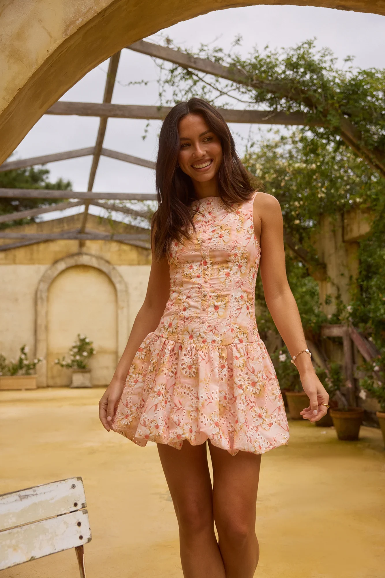 Heavenly Drift Floral Mini Dress Pink