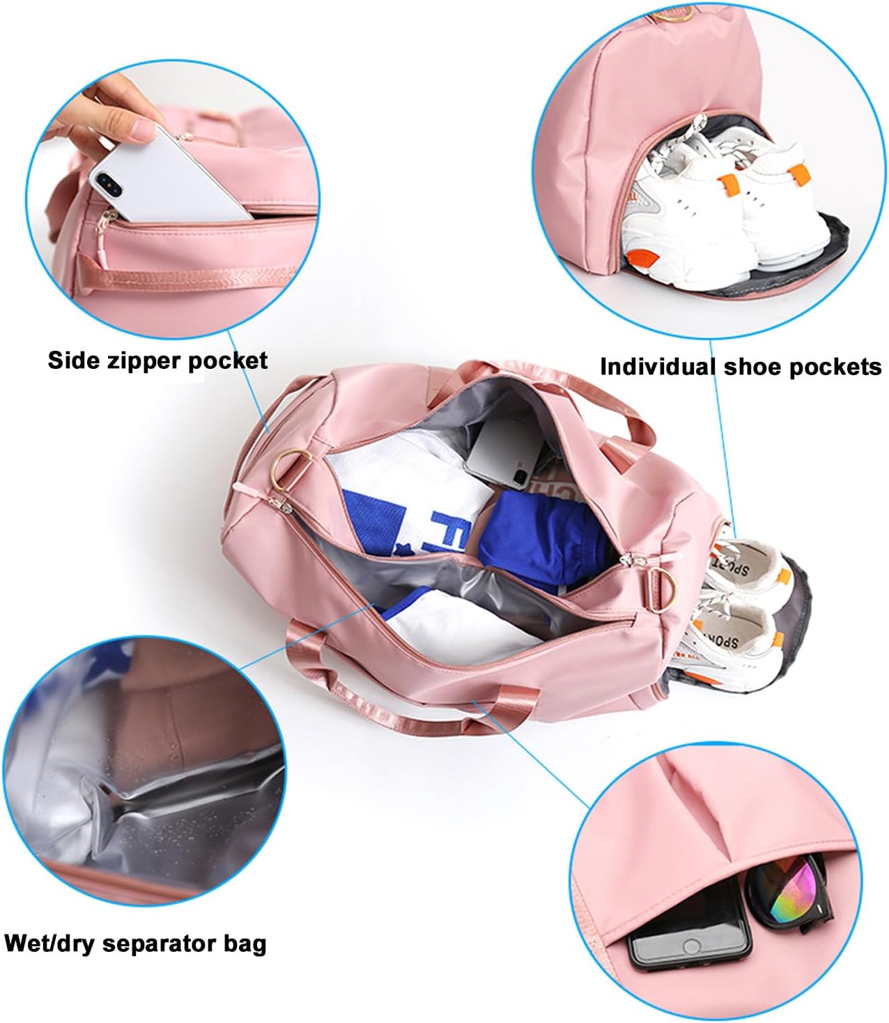 Small Gym Bag for Women and Men,Travel Bag, Duffle Bag & Gym Bag with Shoe Compartment, Weekender Overnight Bag, Carry on Bags for Airplane for Travel