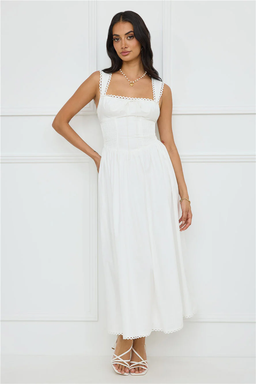 Luxe Serene Midi Dress White