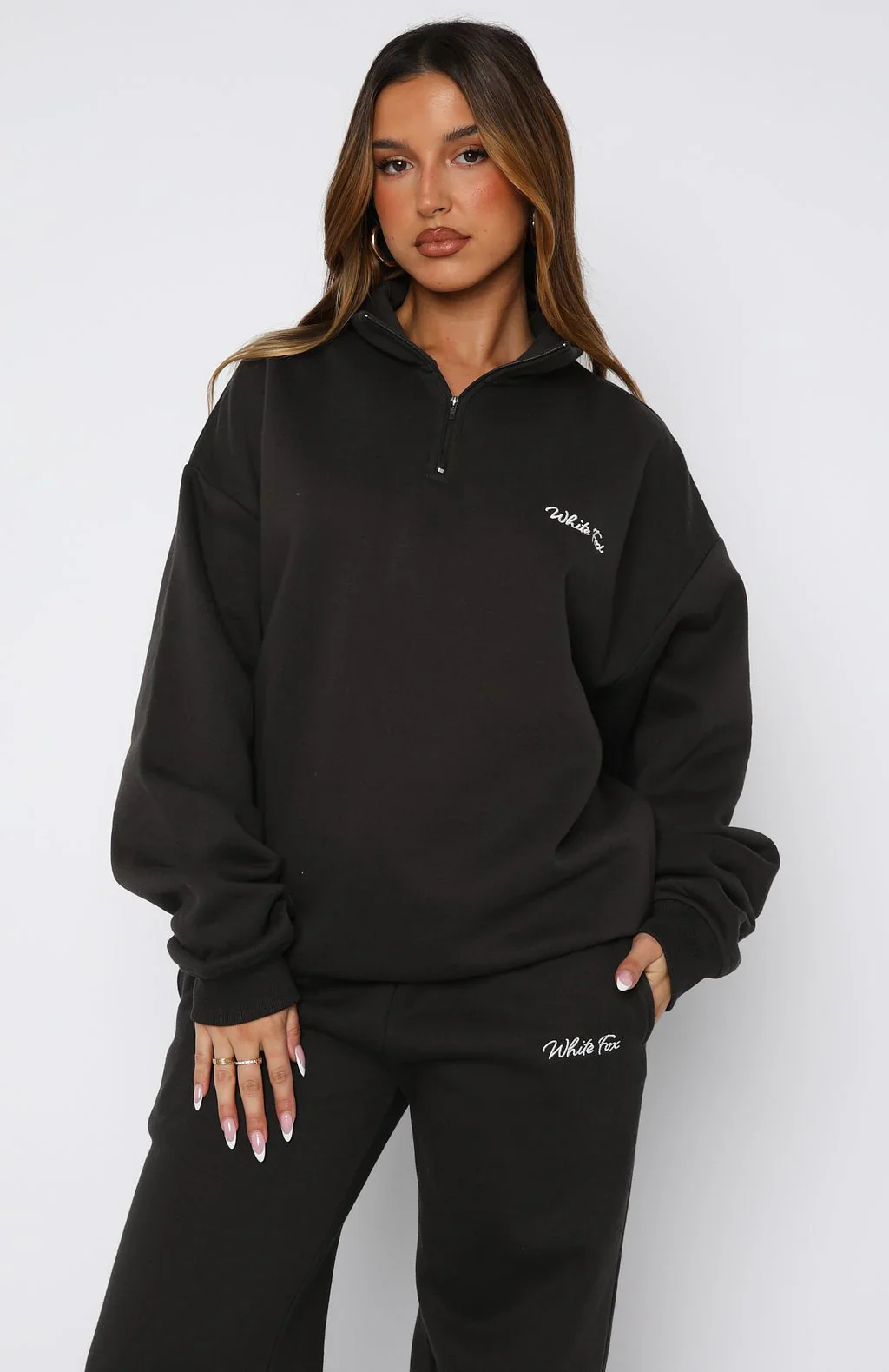 Match Your Words Zip Front Sweater Charcoal