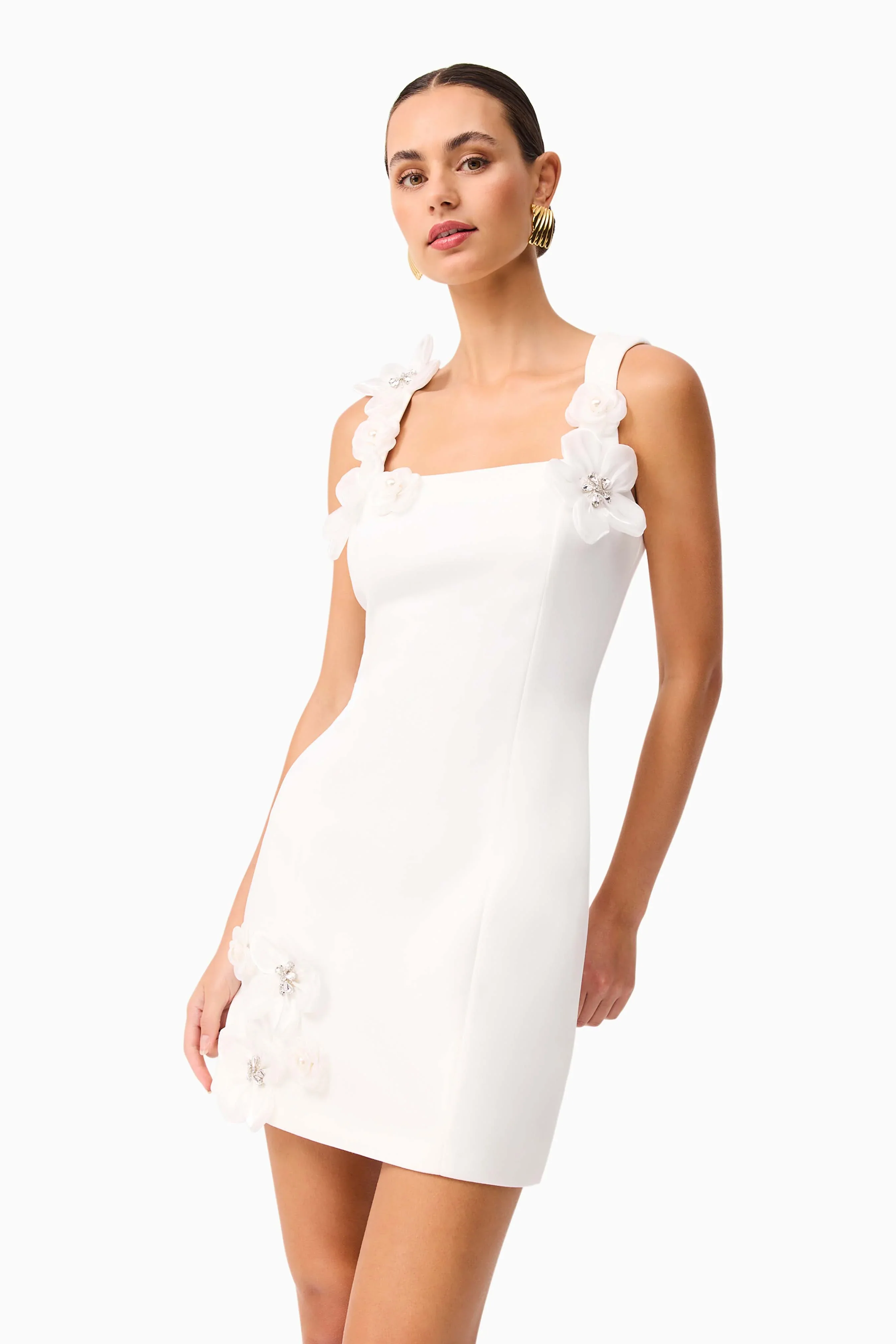 Chantelle Floral Mini Dress in White