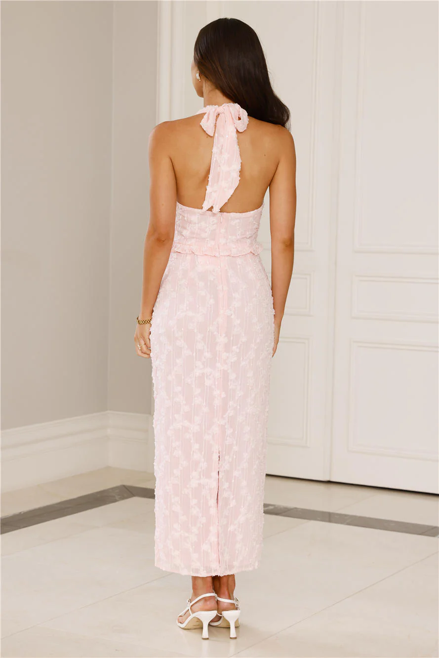 Manhattan Mornings Halter Maxi Dress Pink
