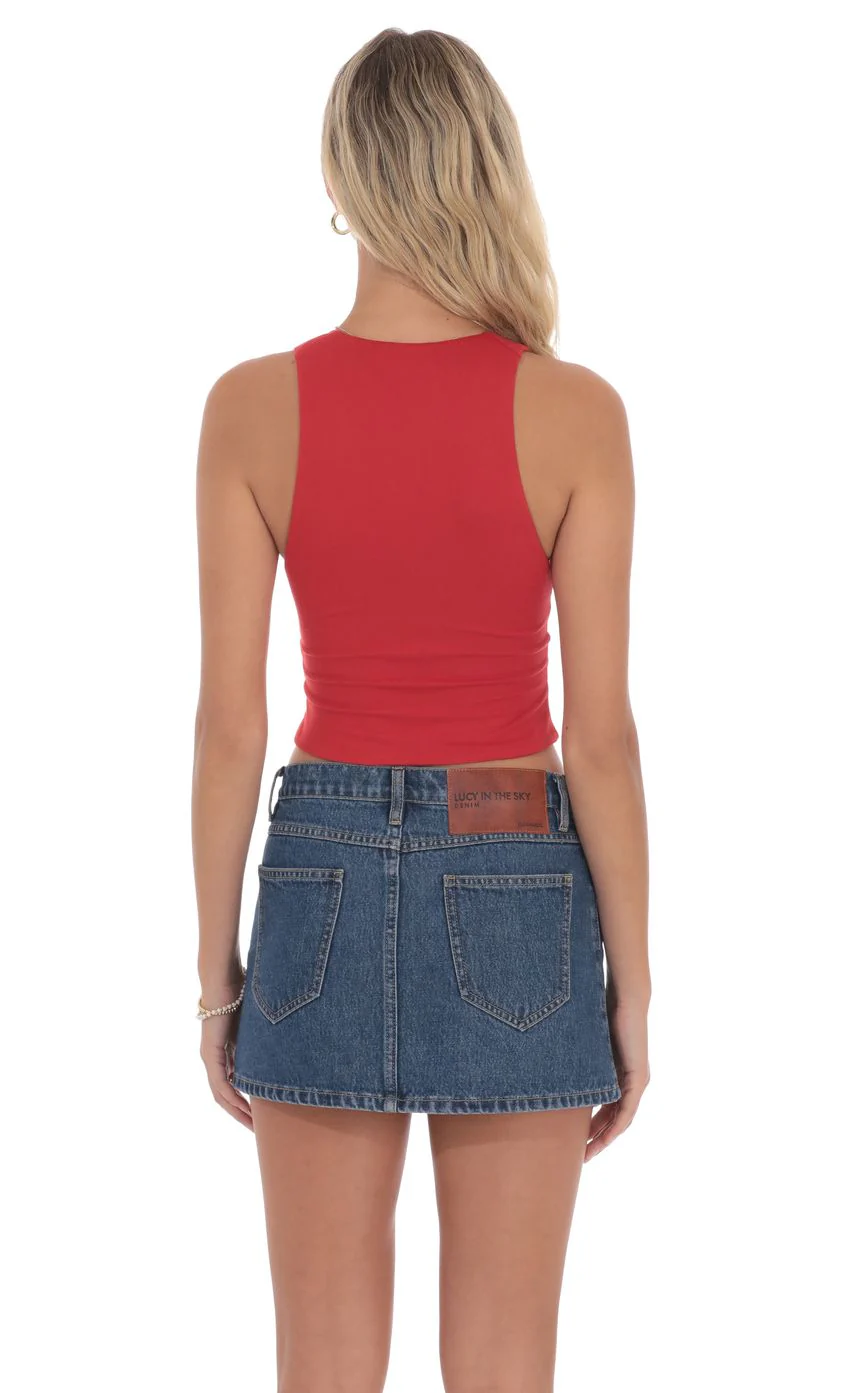 V-Neck Twist Top in Red