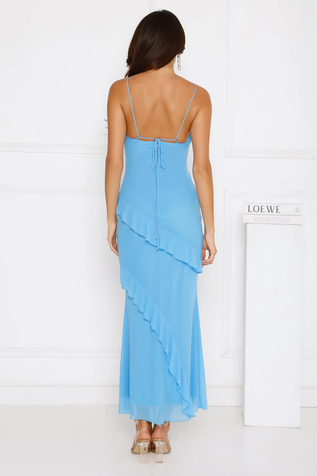 Luxe Minimalist Mesh Maxi Dress Blue