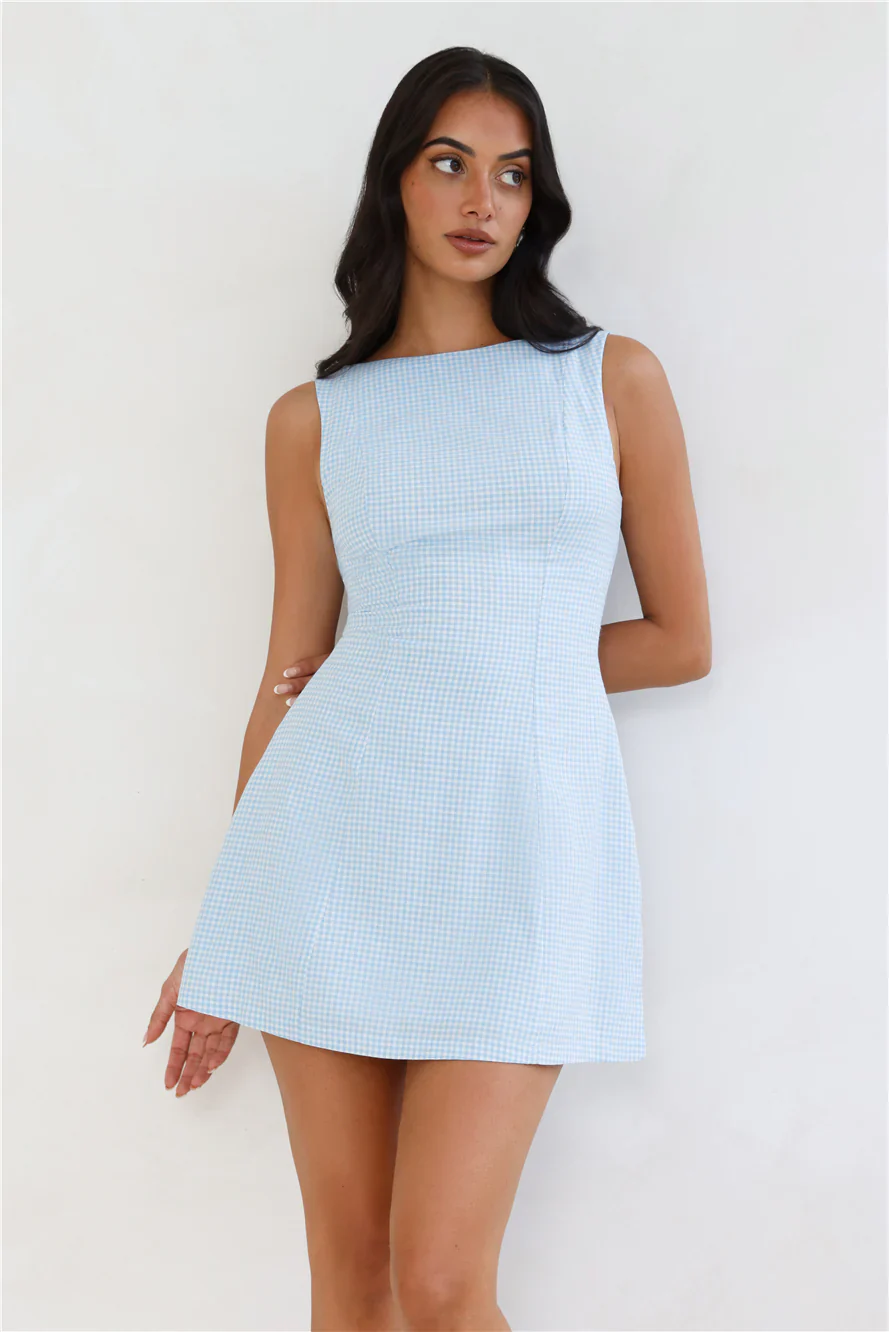 Dream Paddock Gingham Mini Dress Blue