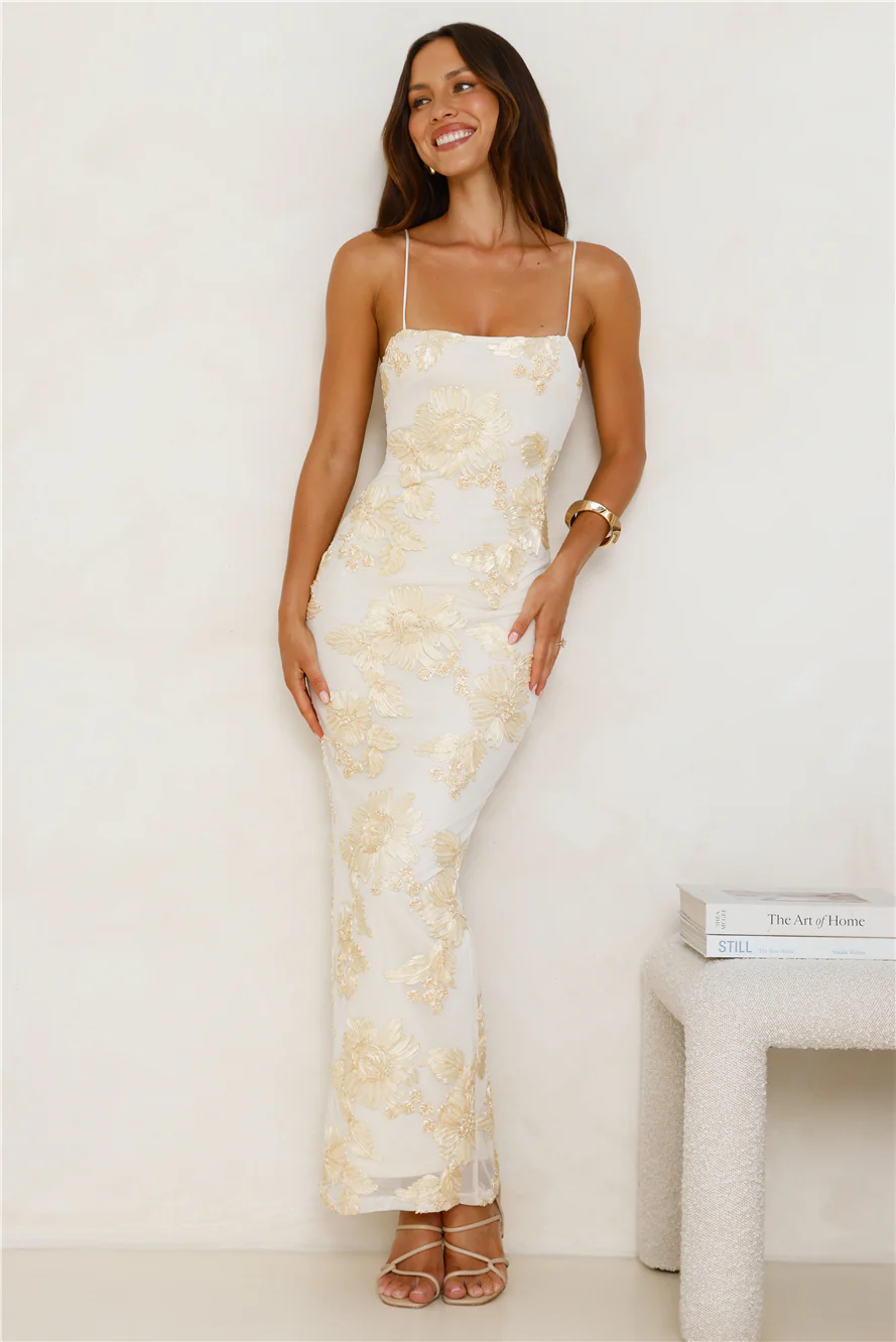 Amber Zest Mesh Maxi Dress Yellow