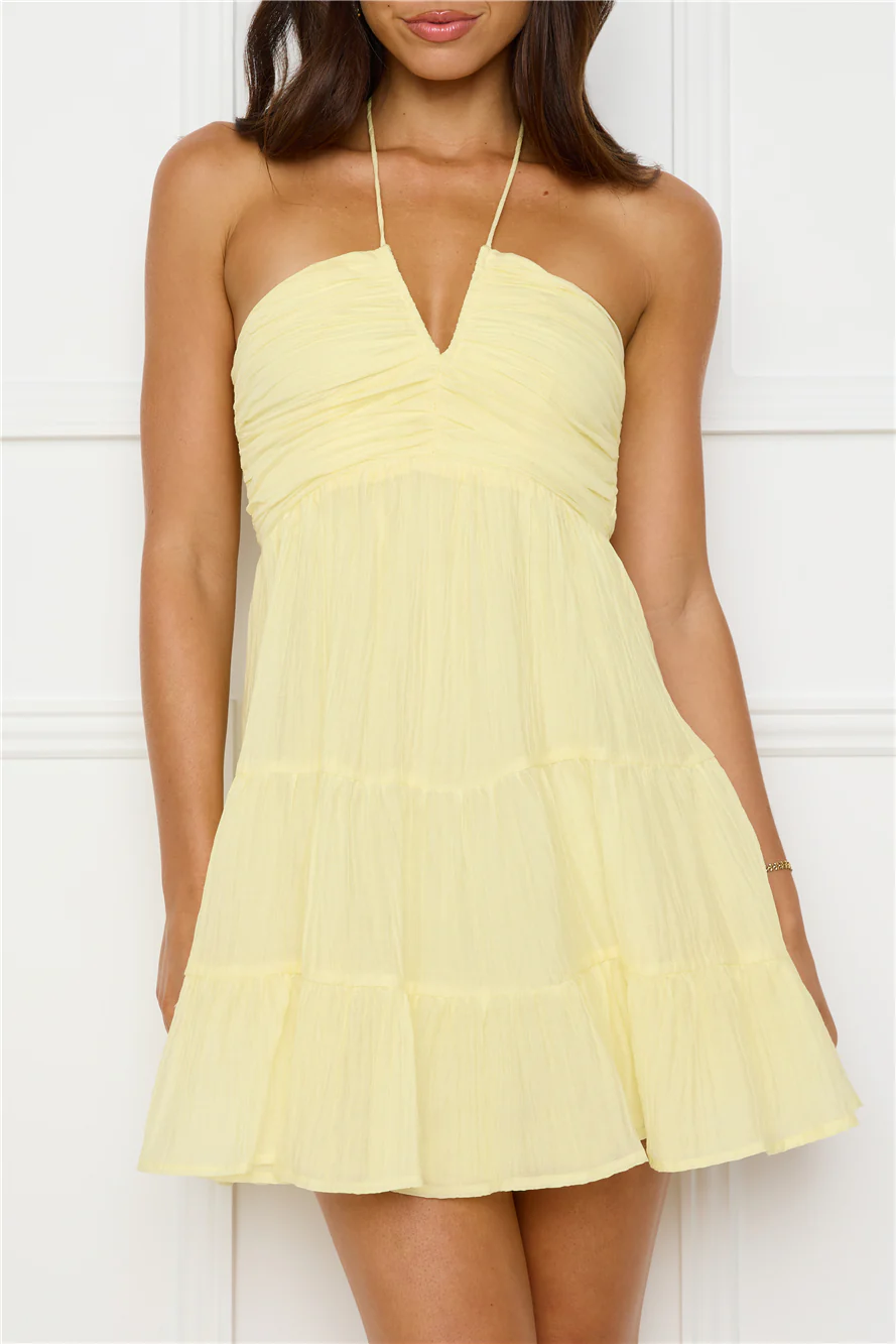 Styled For Sunsets Halter Mini Dress Yellow