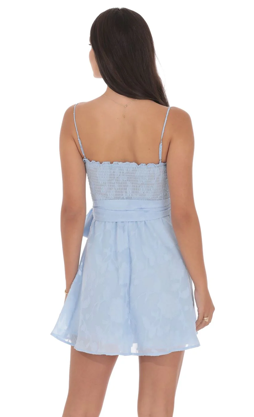 Floral Corset A-line Dress in Light Blue