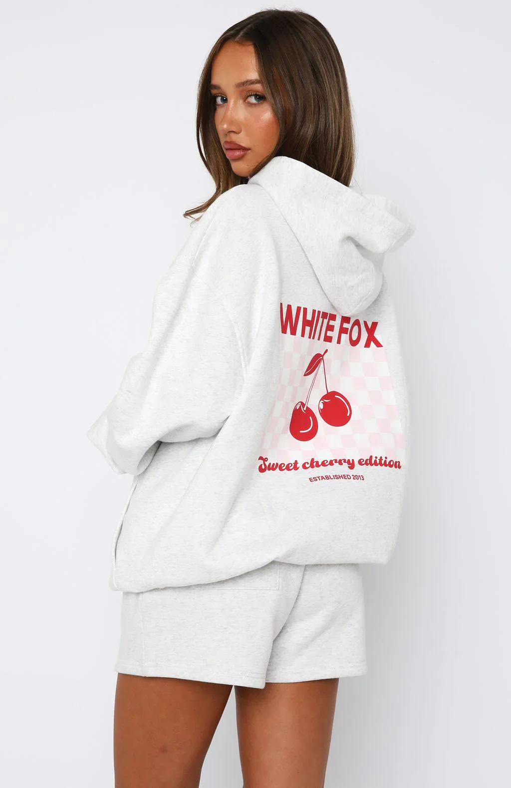 Sweet Cherry Edition Oversized Hoodie Grey Marle