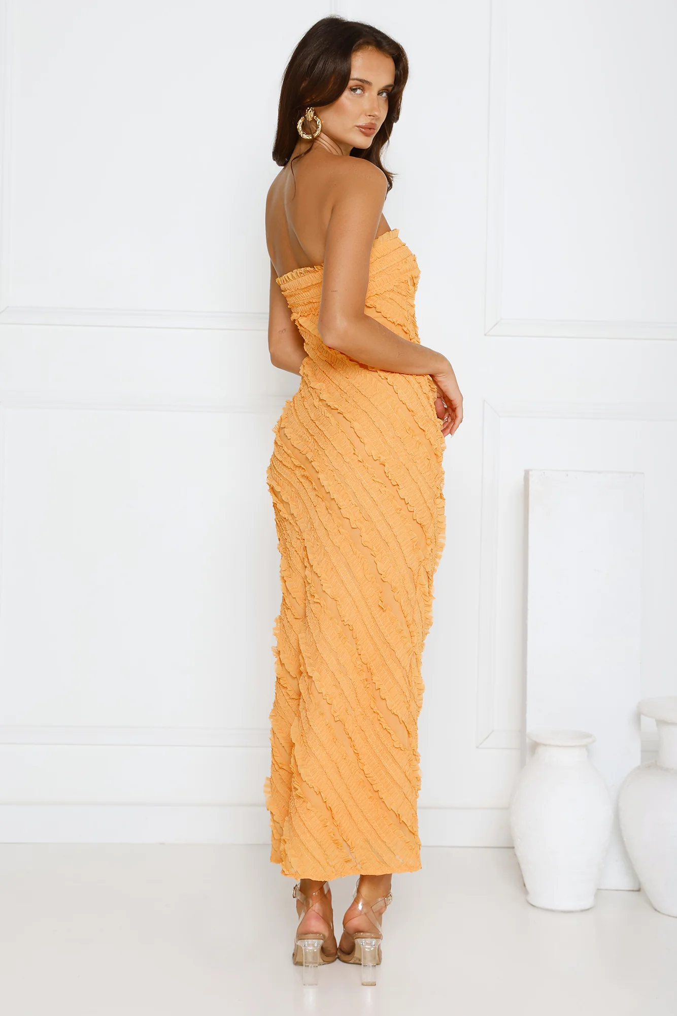 Daydream Delight Strapless Maxi Dress Orange