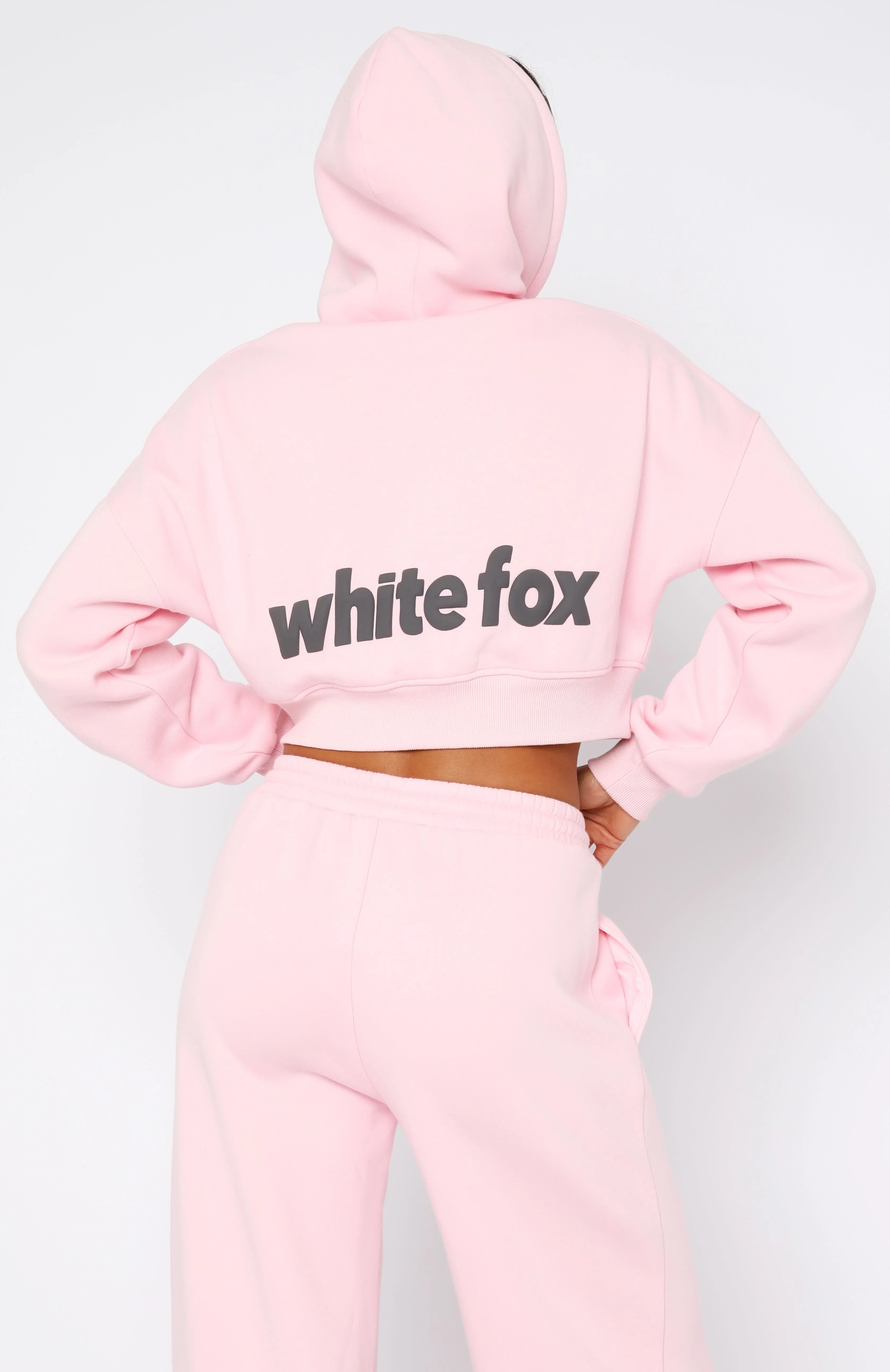 From The Archives Charli Cropped Zip Front Hoodie Pink