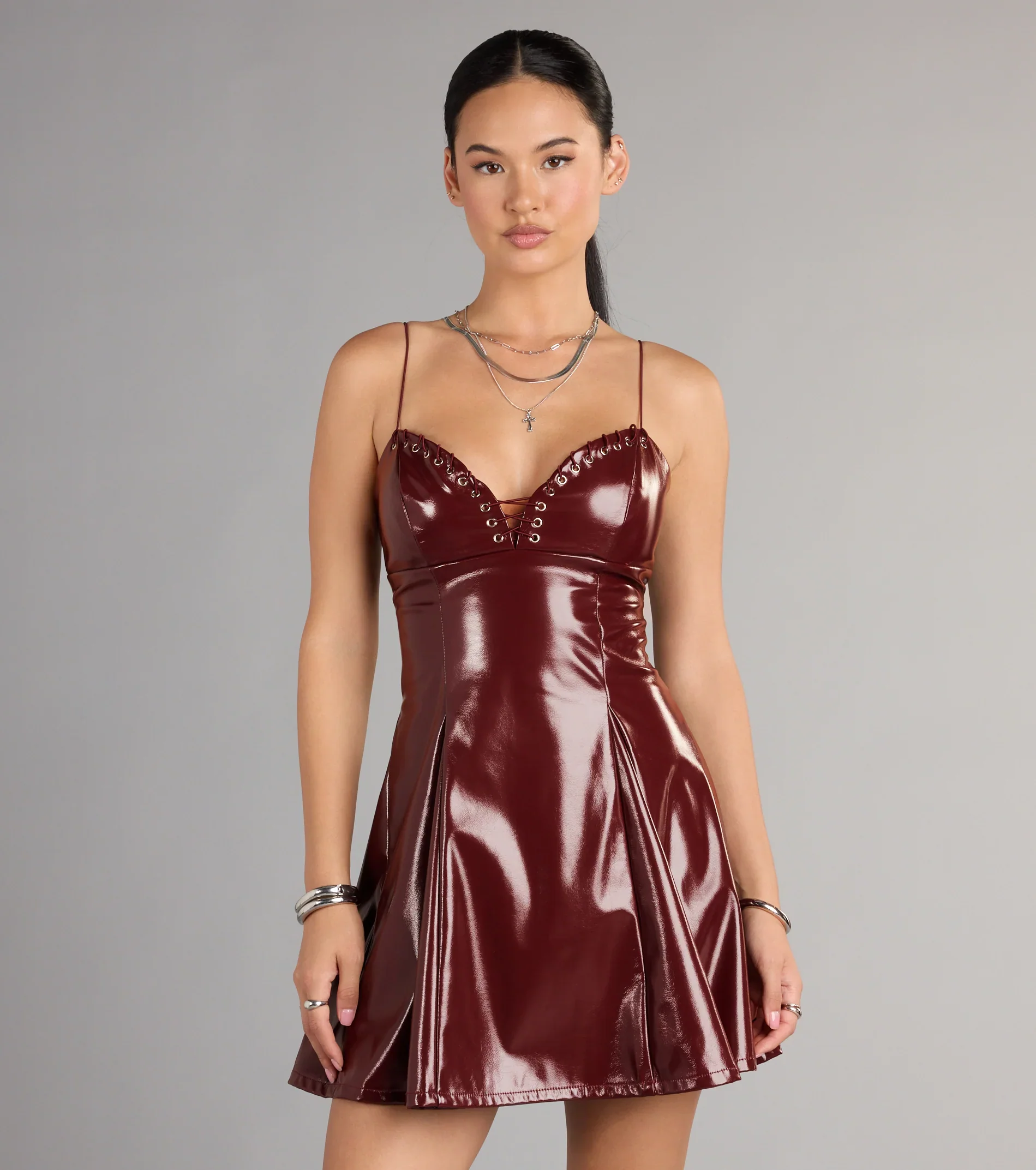 Red Hot Lace-Up Skater Dress