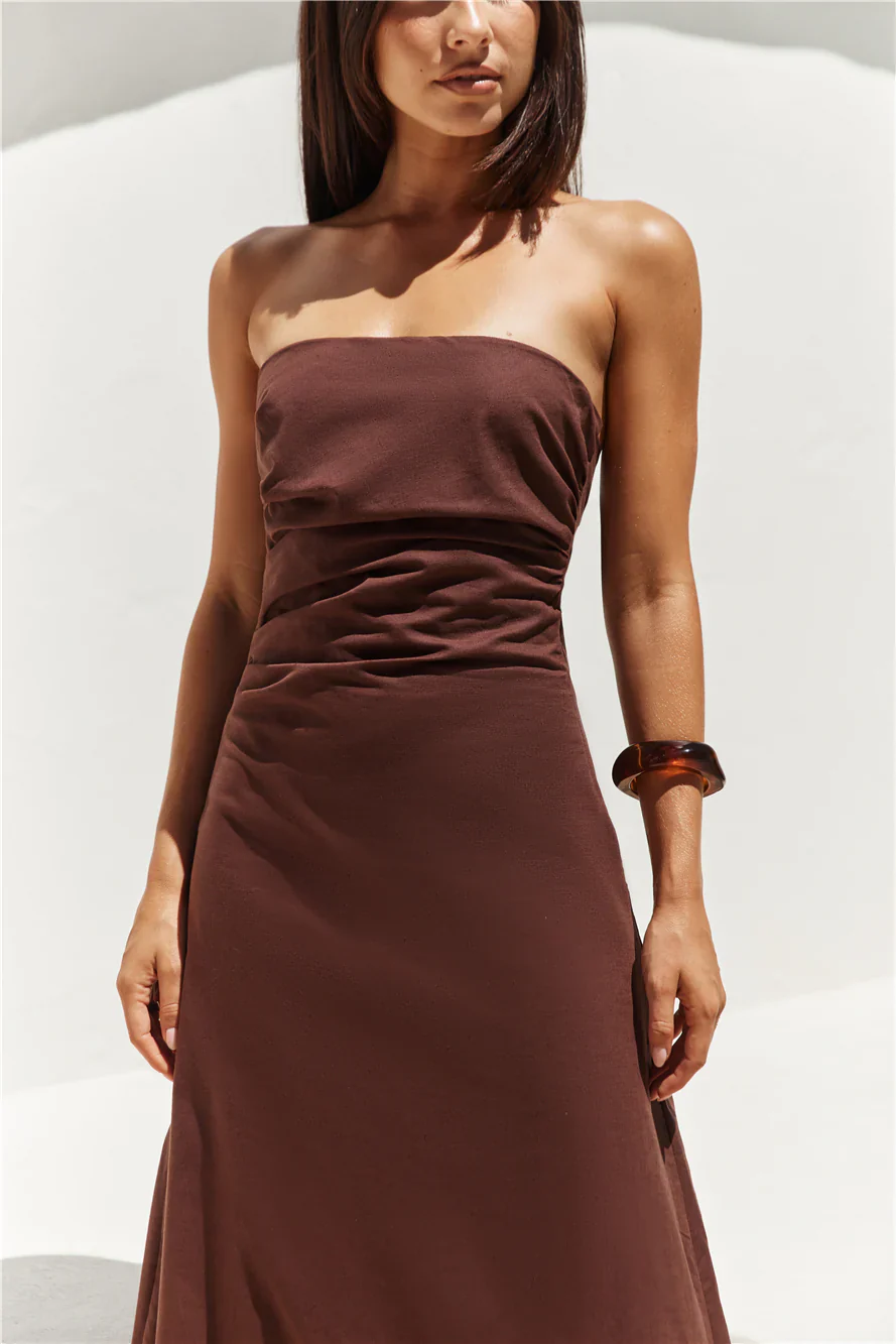 Yasmin Strapless Maxi Dress Brown
