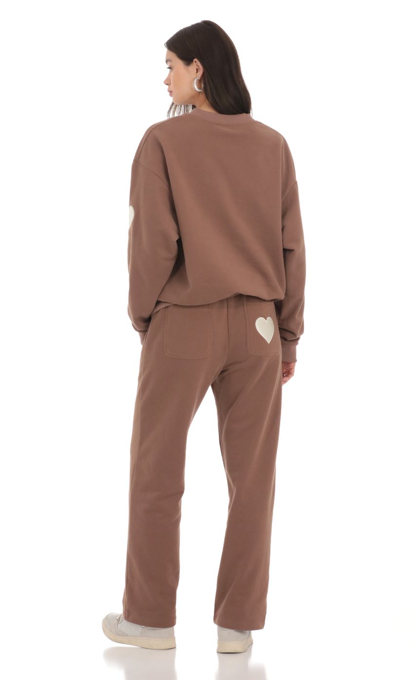 Heart Pocket Sports Suit in Brown