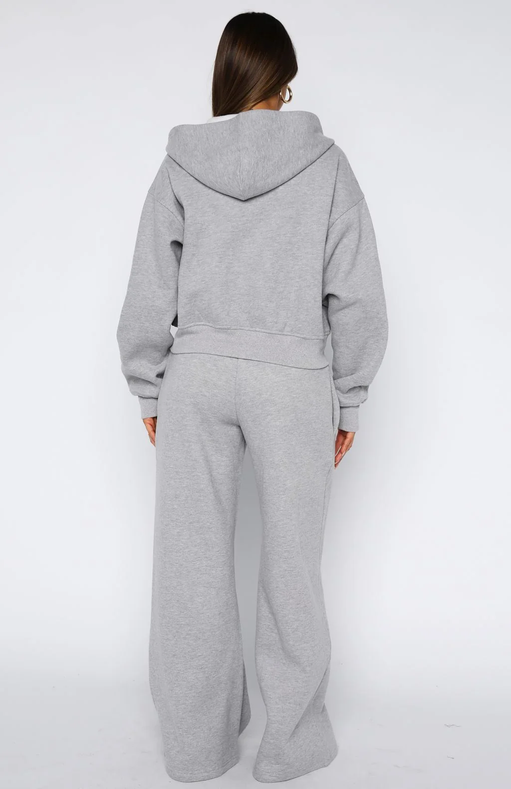 Come A Long Way Wide Leg Sweatpants Grey Marle