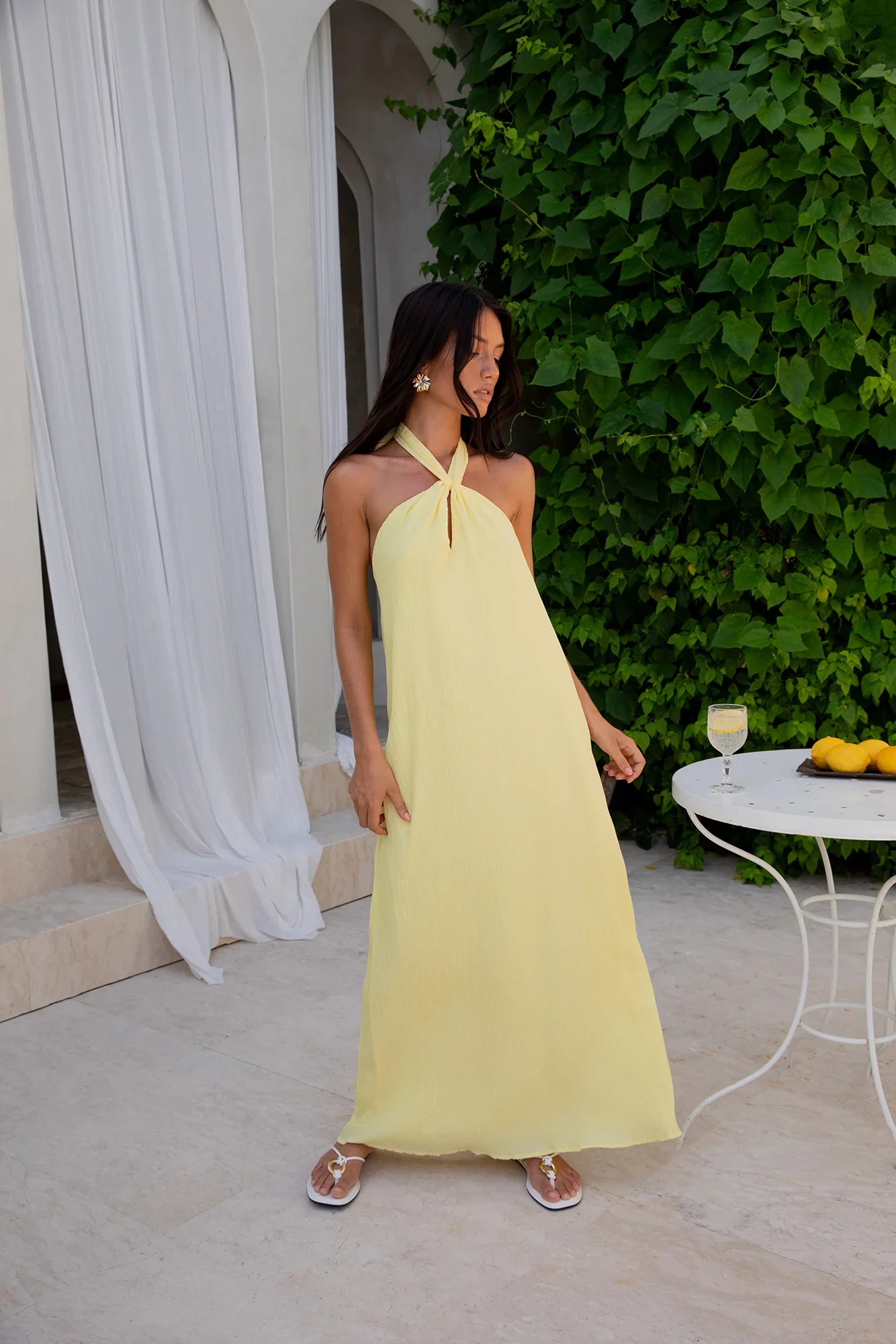 Isle Of Chic Halter Maxi Dress Yellow