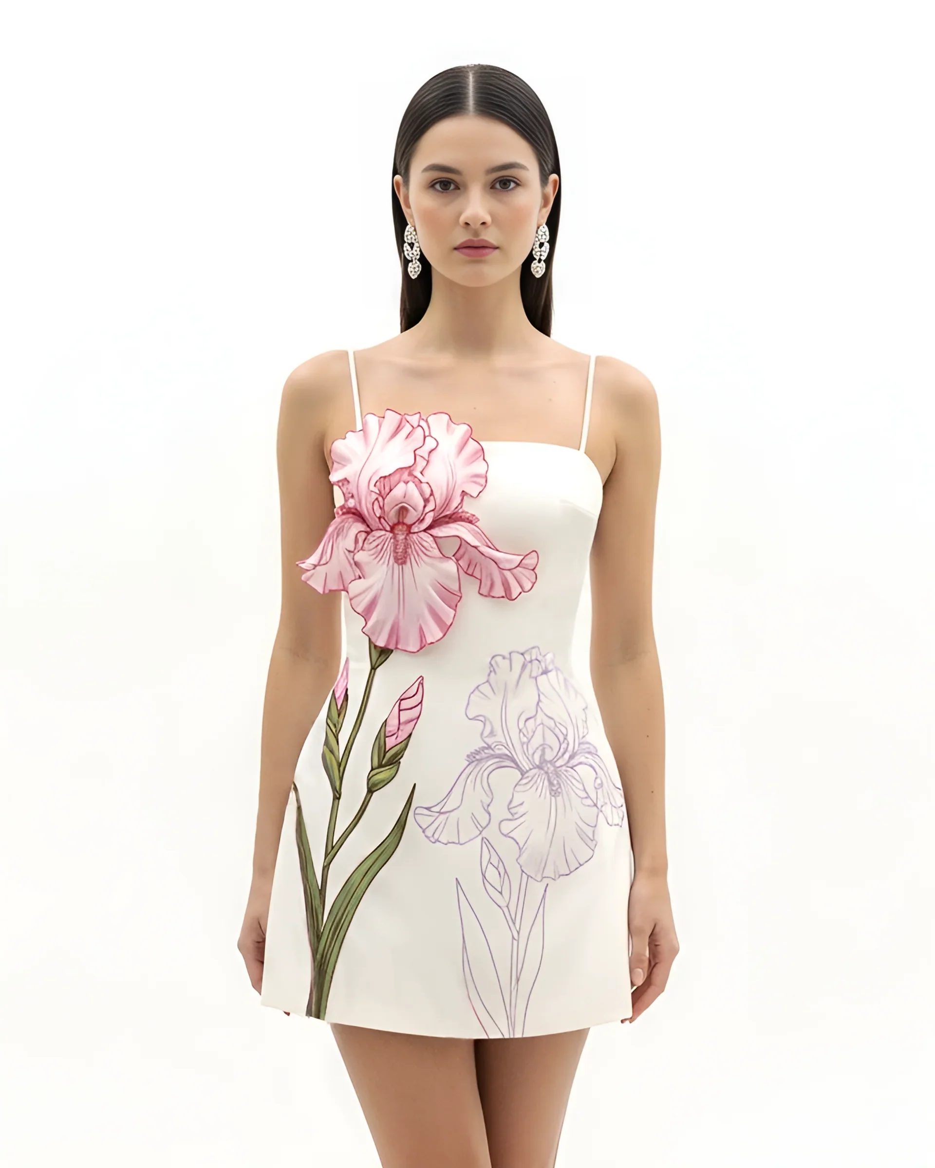 Iris Appliqué Mini Dress - White