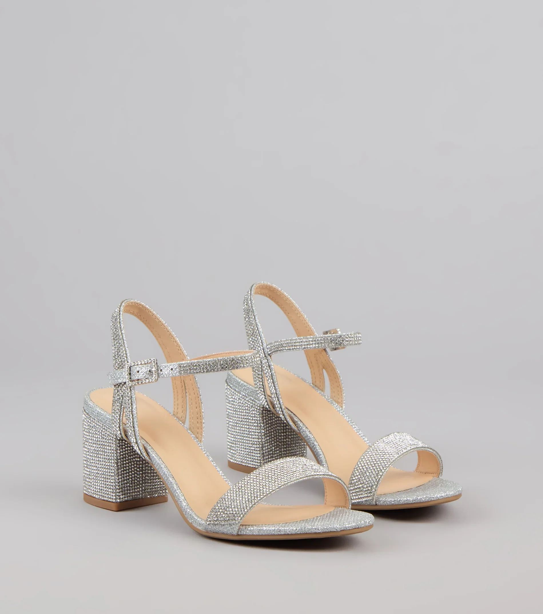 Step Into Sparkle Rhinestone Block Heels