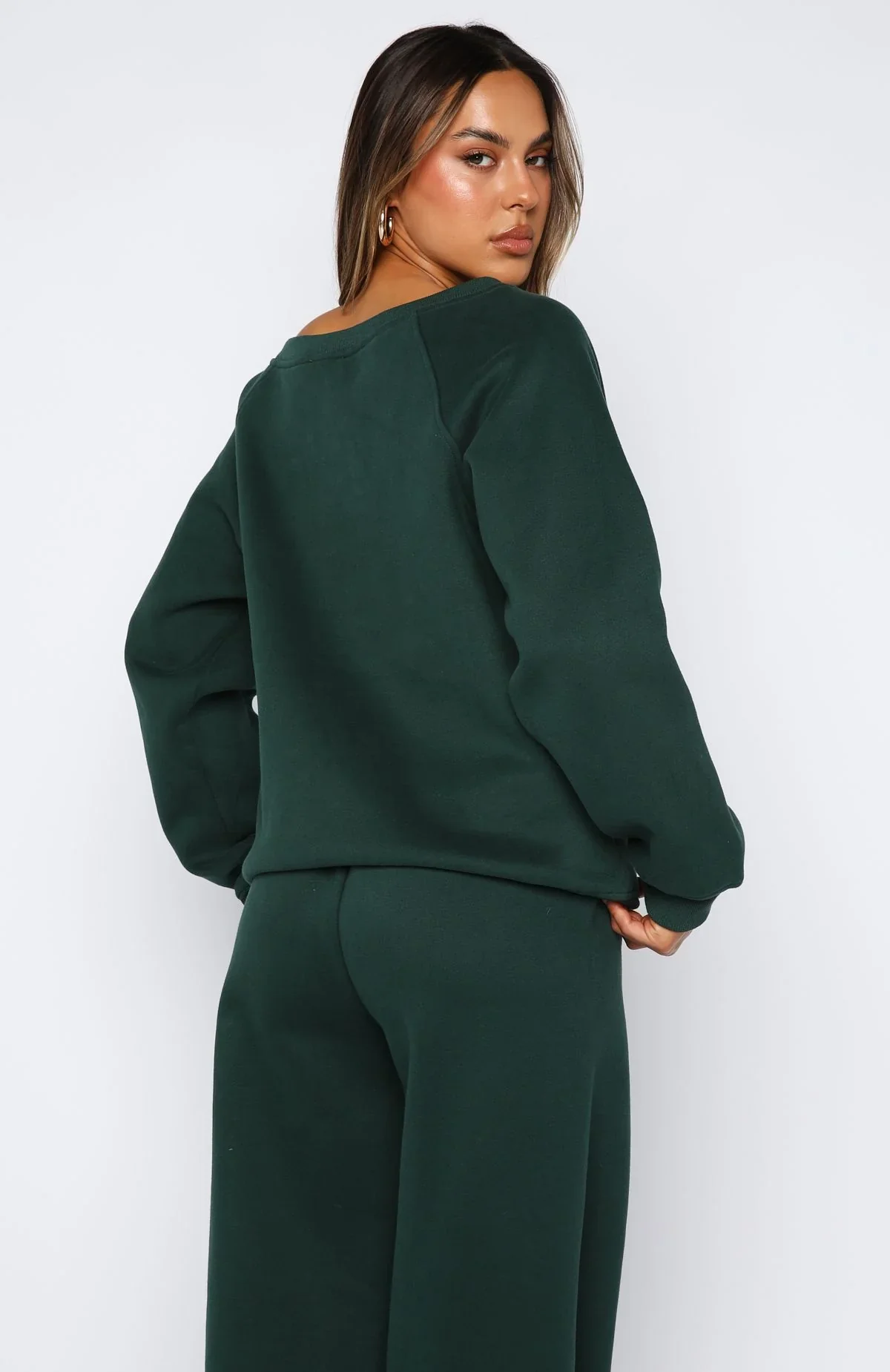 Brand New Start Off Shoulder Sweater Forest Green