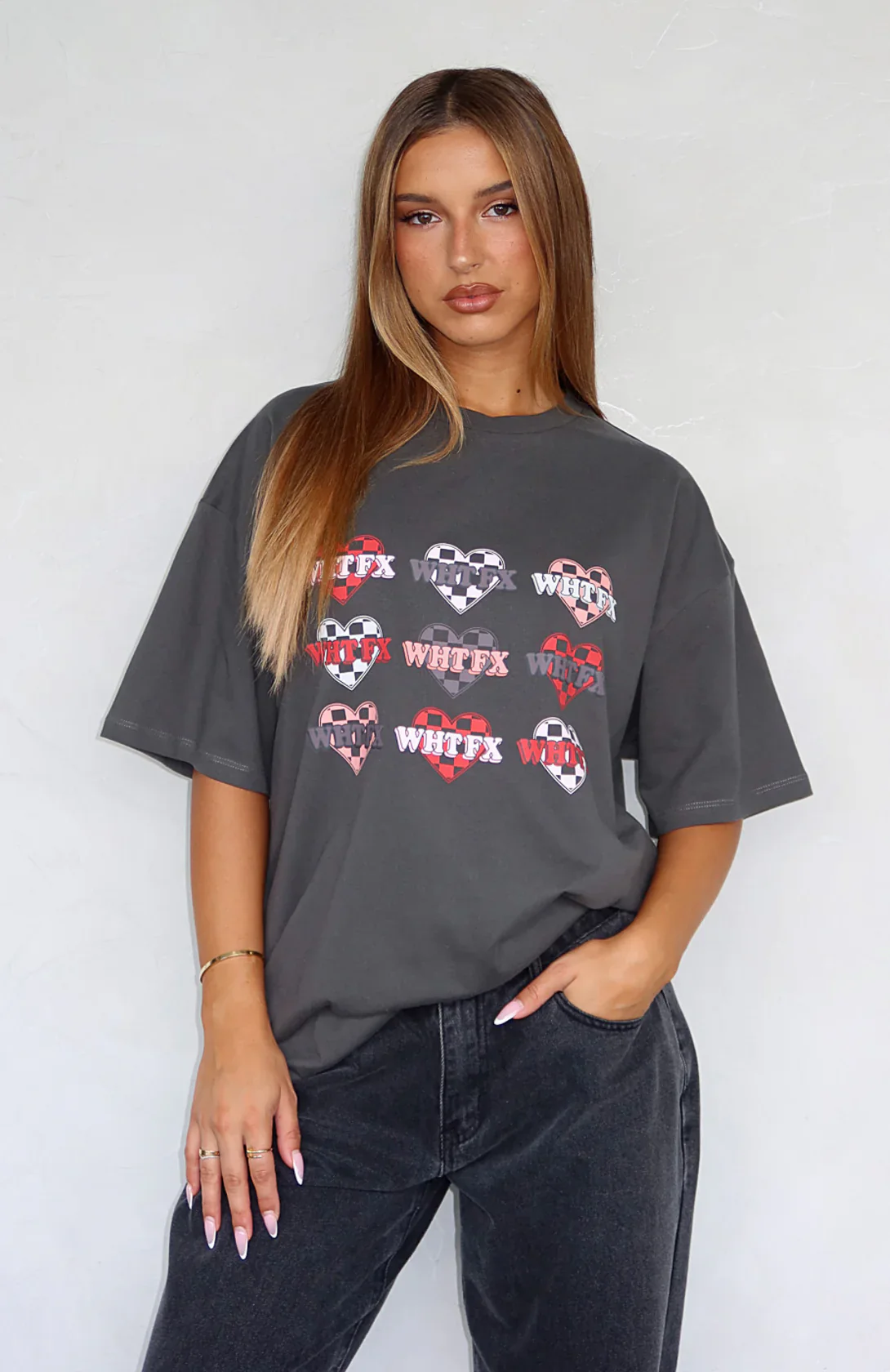 She's Too Nice Oversized Tee Charcoal