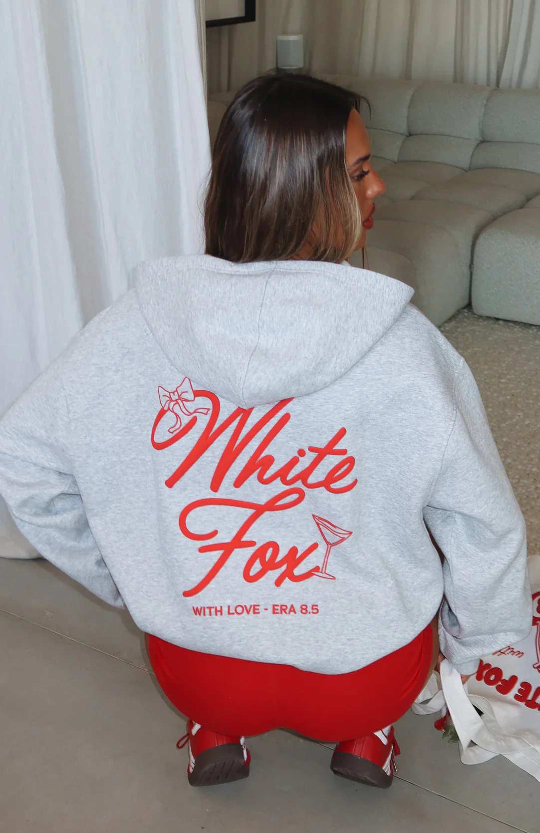 With Love & Kisses Oversized Hoodie Dark Grey Marle