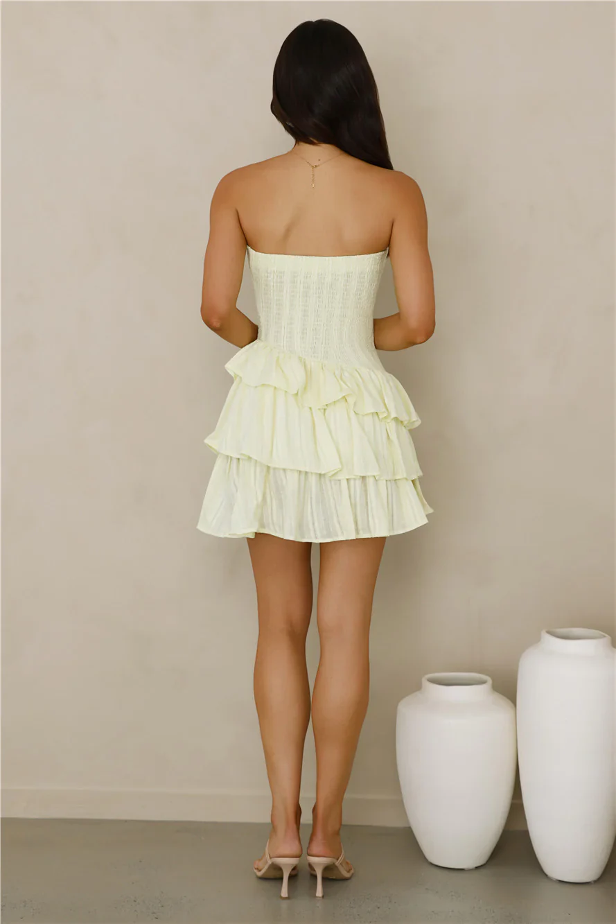 Run This Night Strapless Mini Dress Yellow