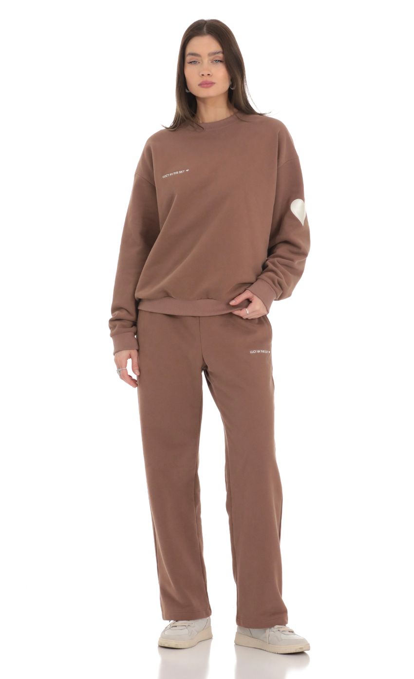 Heart Pocket Sports Suit in Brown