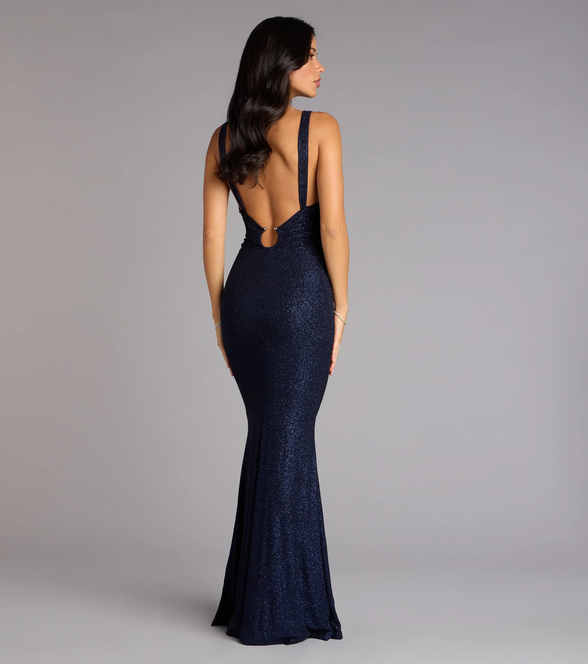 Bailey Glitter Low Back Mermaid Formal Dress