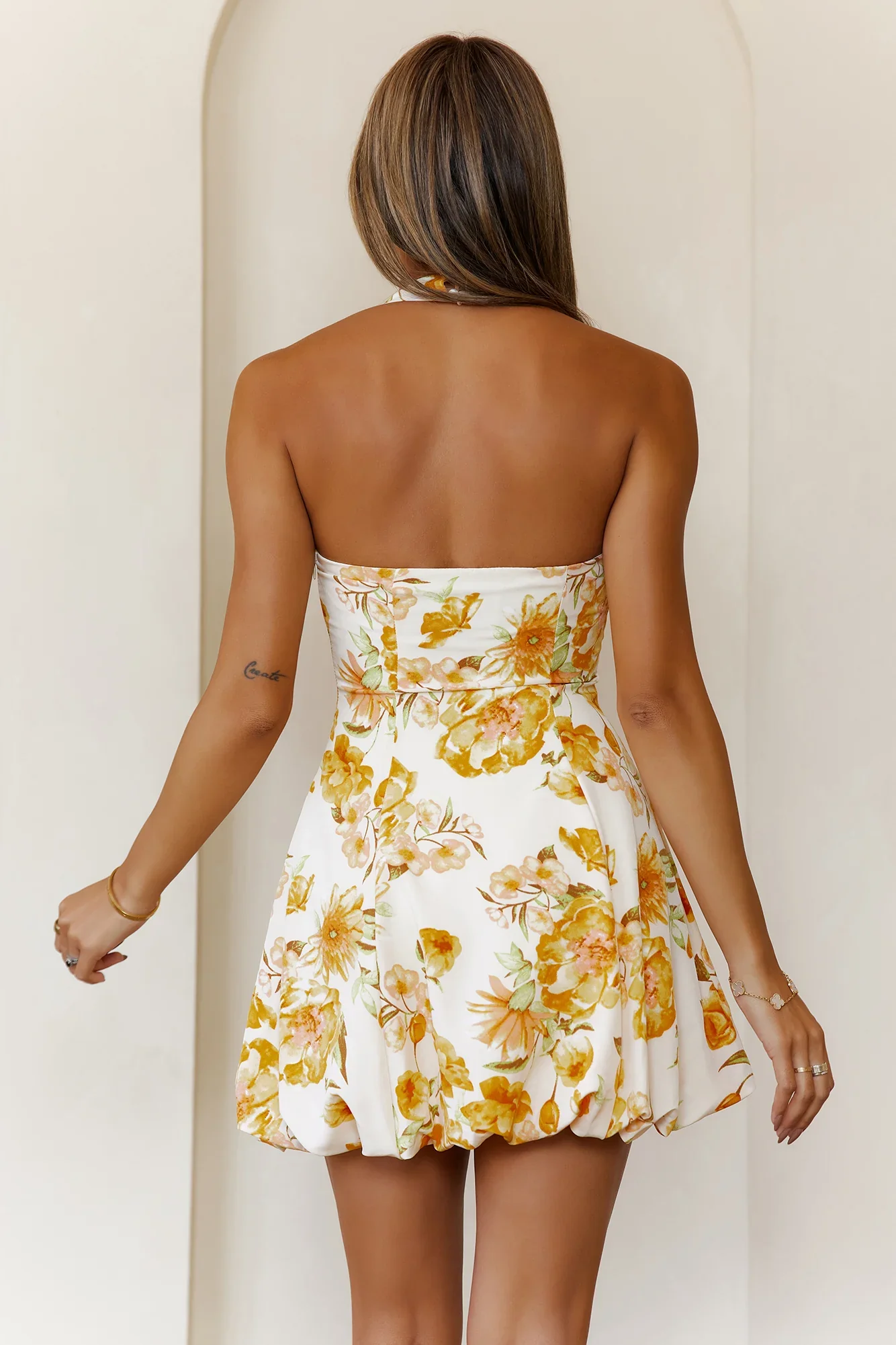 Rosebud Wishes Halter Mini Dress Cream