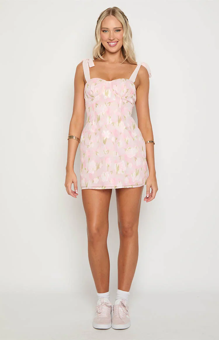 Bambi Pink Floral Mini Dress