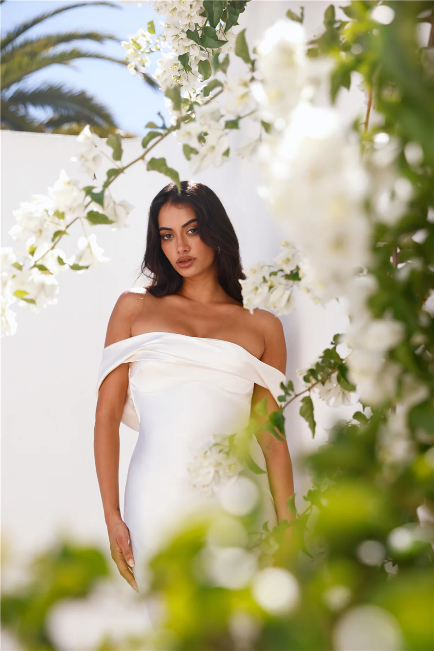 Precious Pearl Satin Maxi Dress Champagne