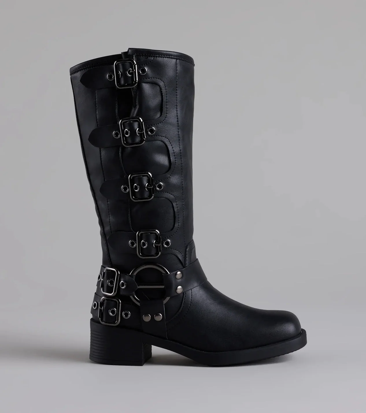 Totally Edgy Buckled Square Toe Boots