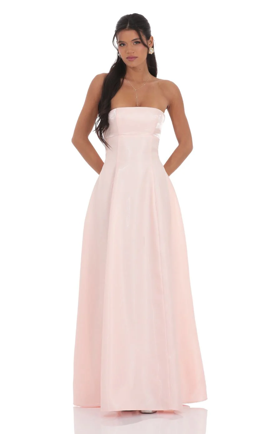 Sheen Empire Waist Maxi Dress in Pink