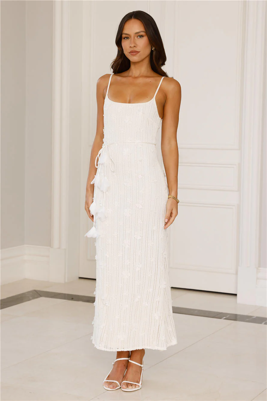 Delicately Divine Knit Maxi Dress Cream