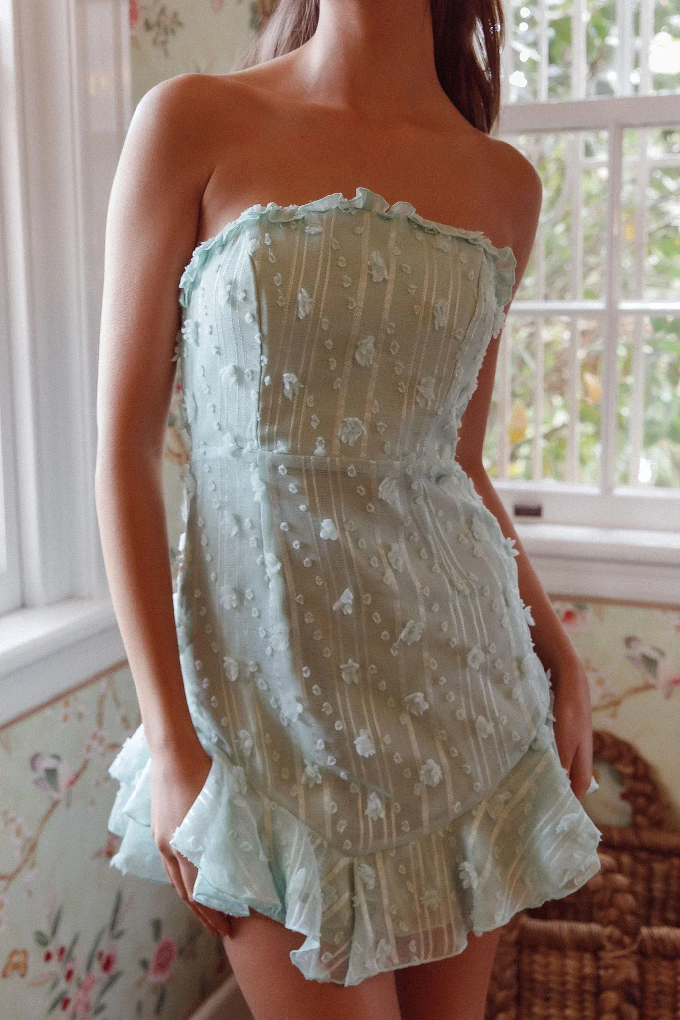 Cece Embellished Bandeau Dress Sage