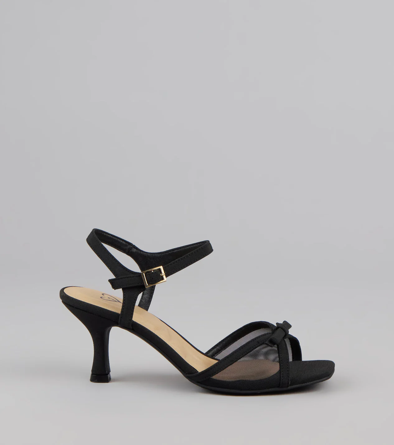 Flirty And Fancy Mesh Bow Kitten Heels