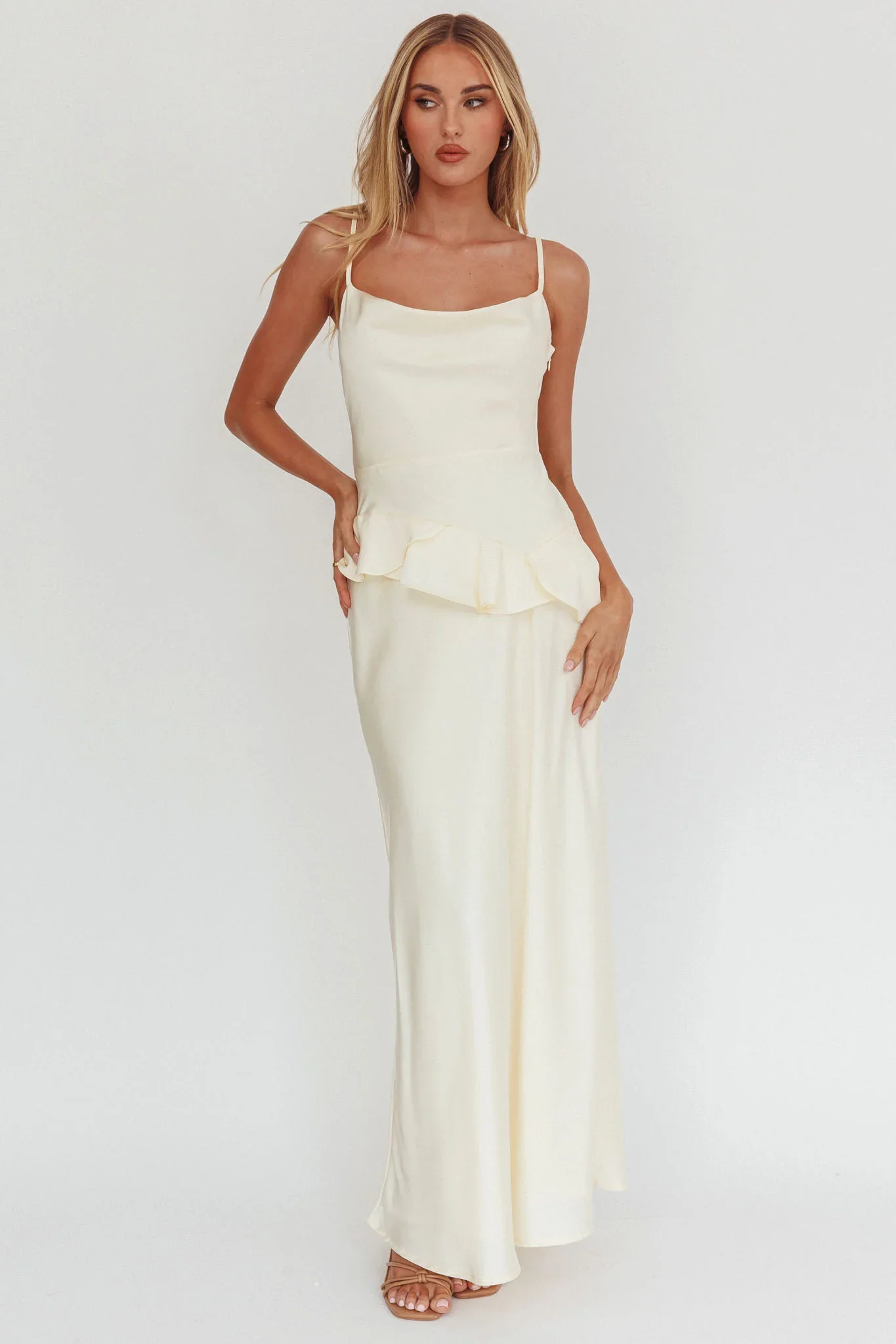 Jerica Ruffle Waist Maxi Dress Butter